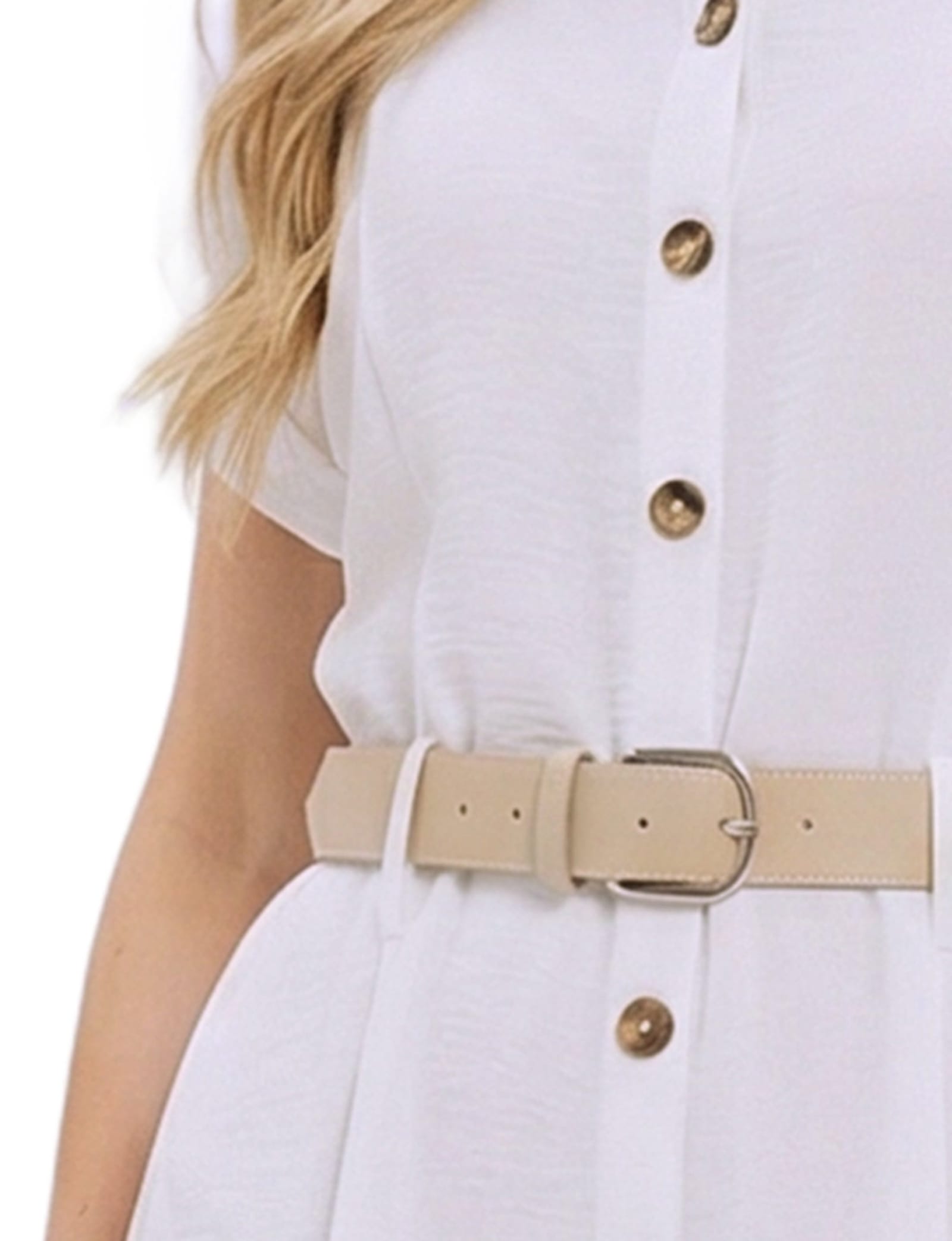 Short Sleeve Button Front Belted a-Line Dress thumbnail 2