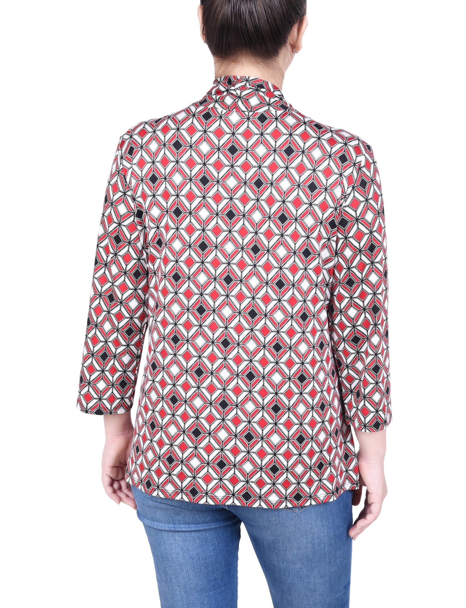 Petite Puff Print 3/4 Sleeve Two-Fer Top thumbnail 3