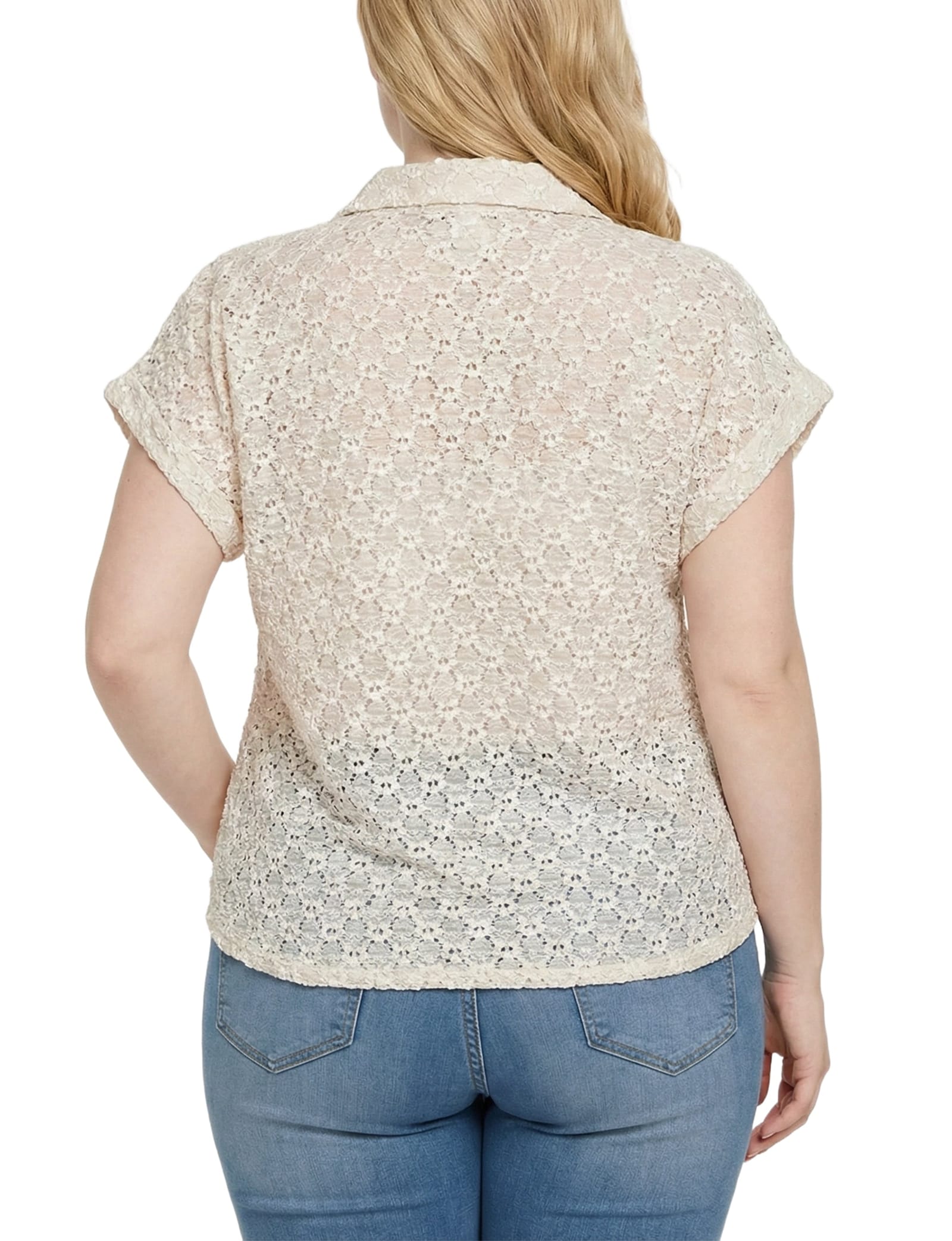 Plus Size Short Sleeve Lace Blouse thumbnail 3