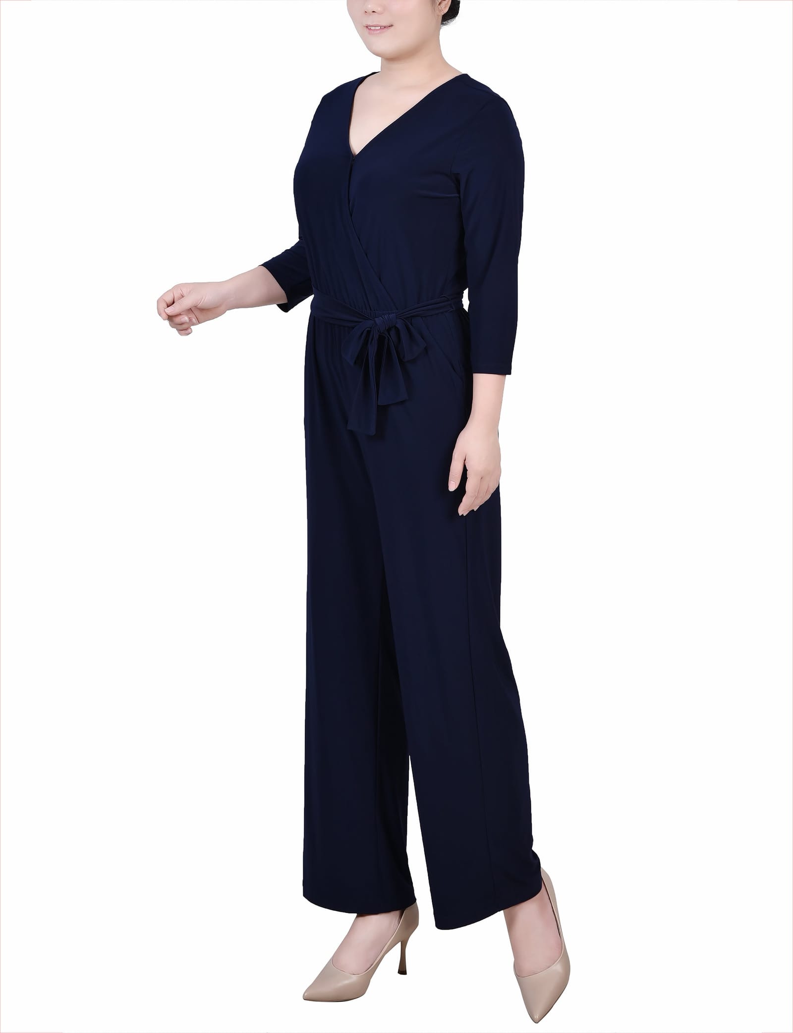 3/4 Sleeve Belted Jumpsuit thumbnail 2