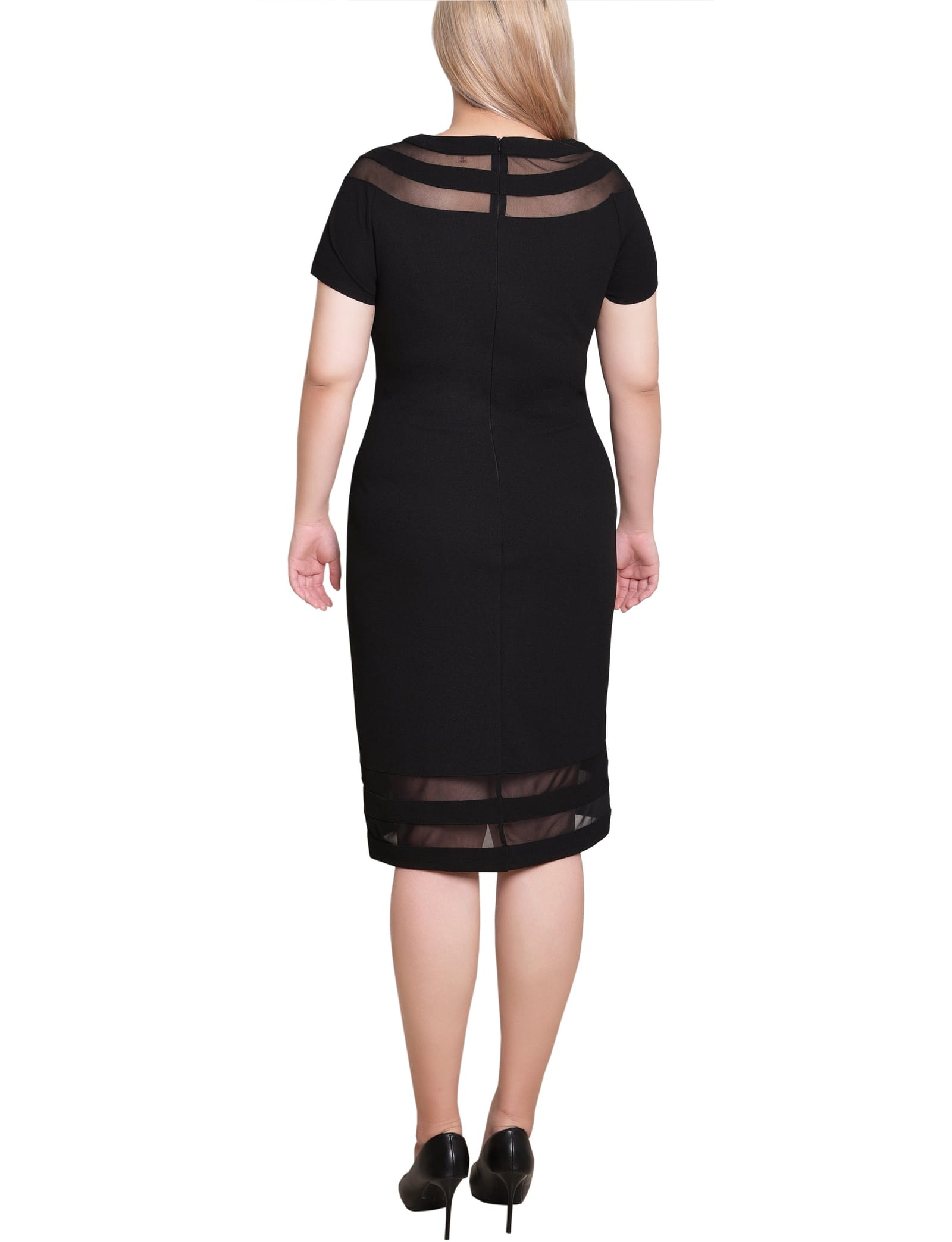 Petite Short Sleeve Dress with Mesh Insets thumbnail 4