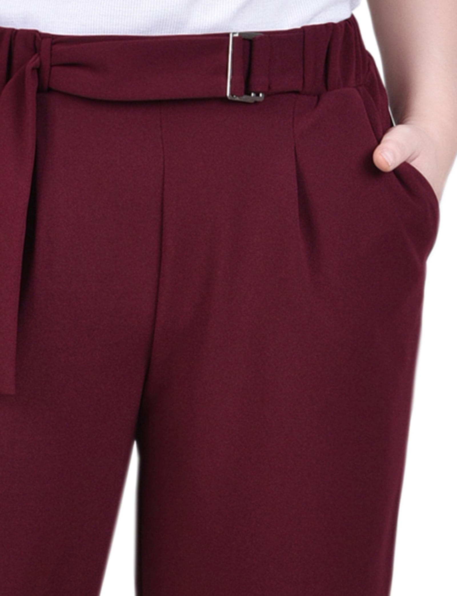 Belted Scuba Crepe Pants thumbnail 4