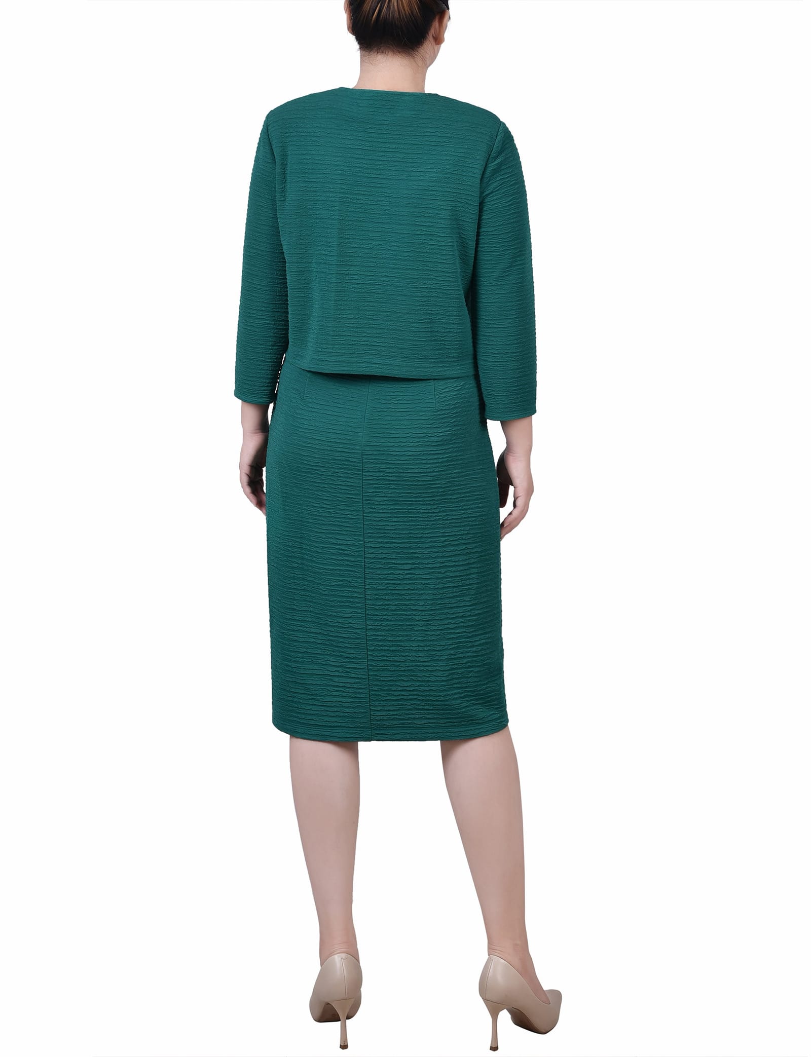 Textured 3/4 Sleeve 2 Piece Dress Set thumbnail 3