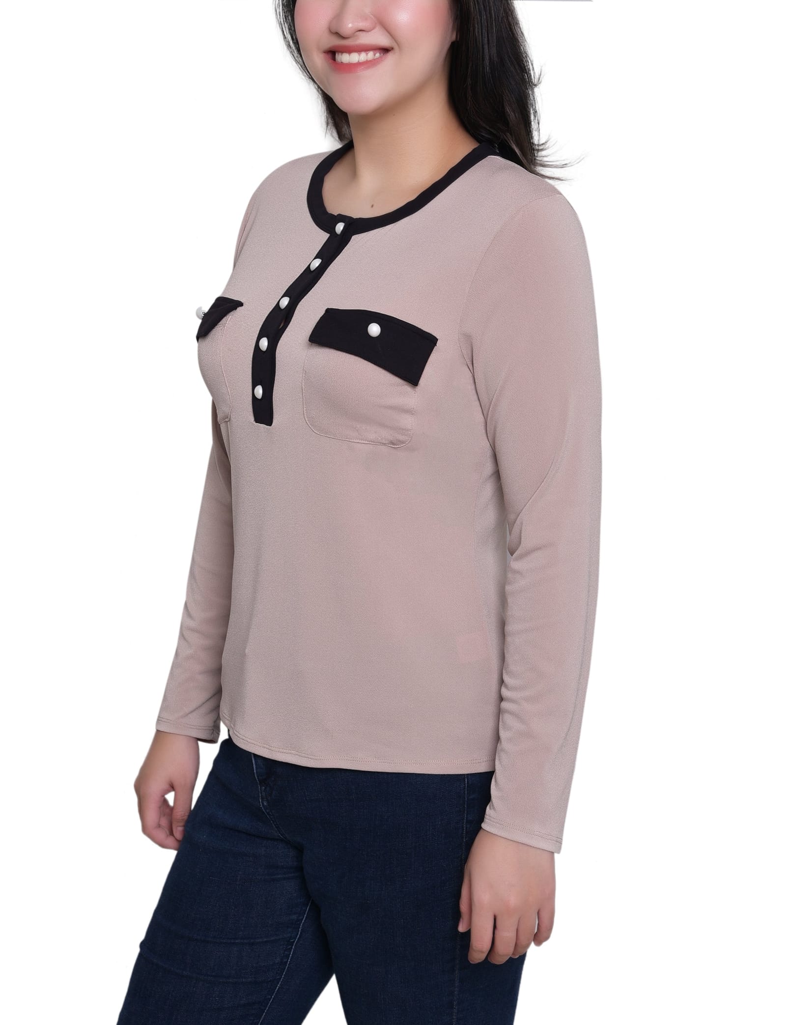Long Sleeve Contrast Detail Top thumbnail 3