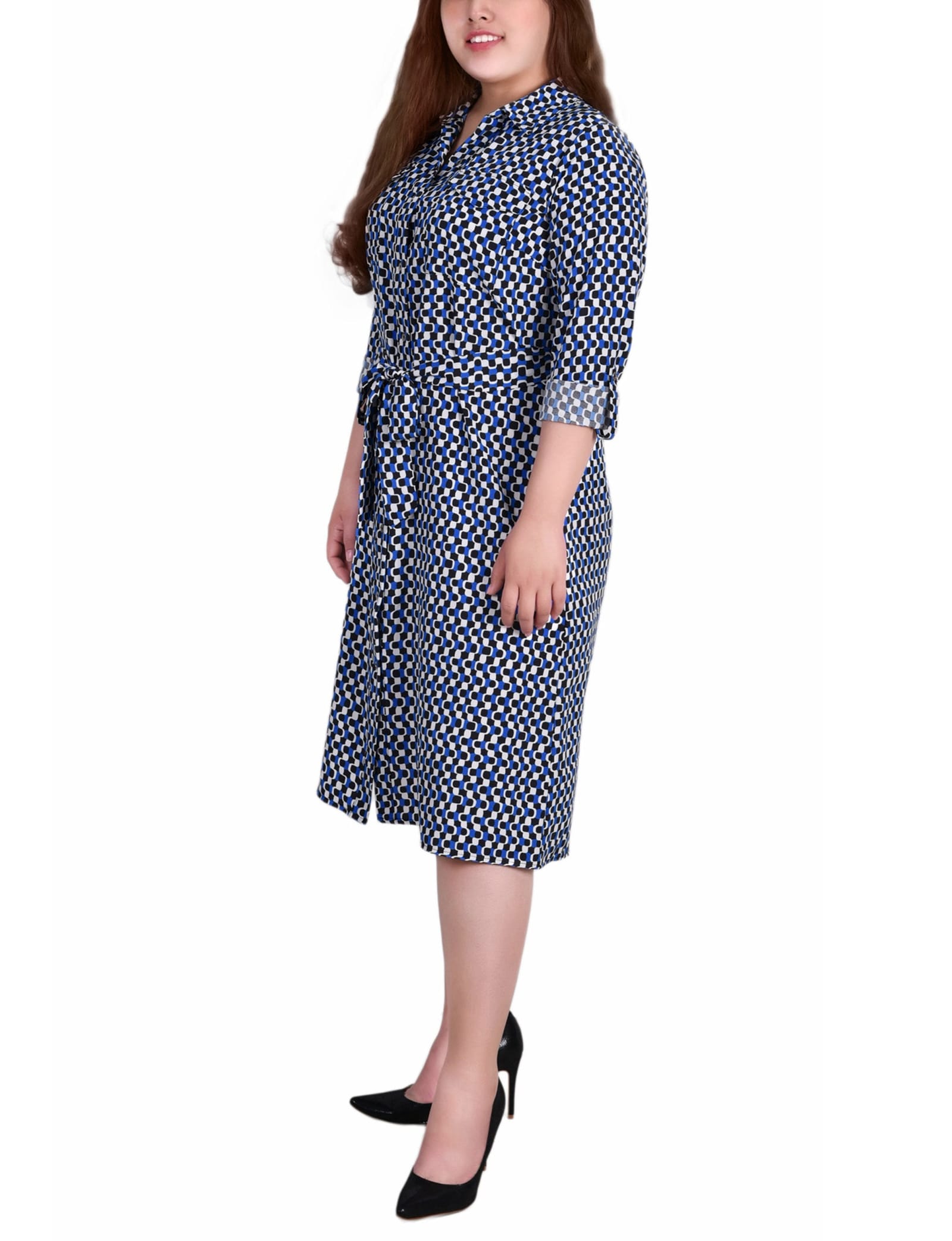 Plus Size Long Sleeve Roll Tab Shirtdress thumbnail 2