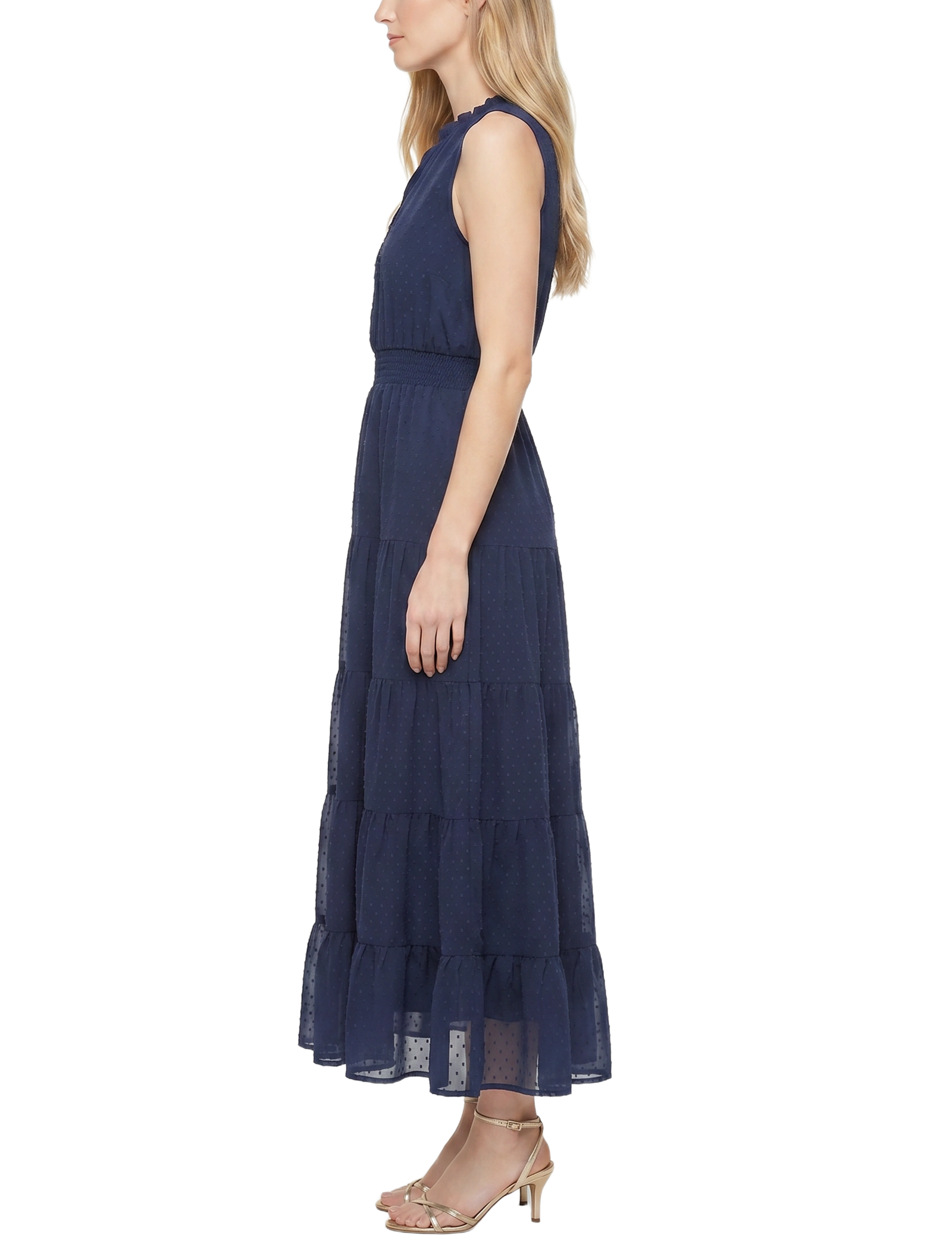 Sleeveless Tiered Swiss Dot Maxi Dress thumbnail 2