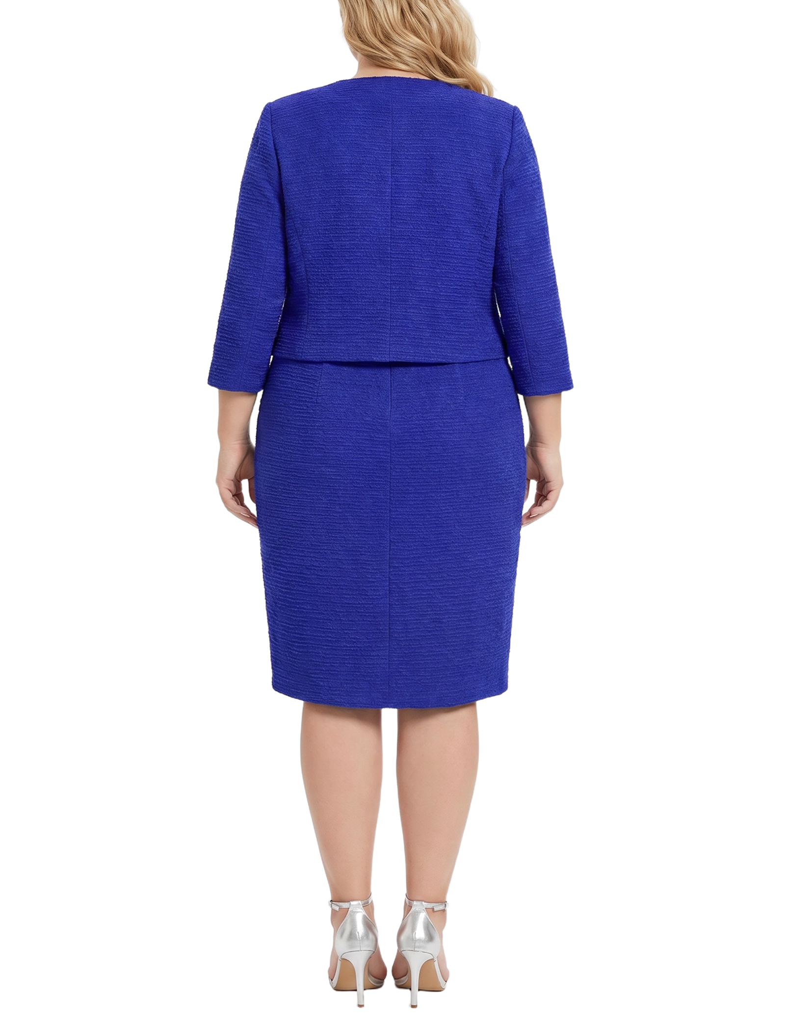 Plus Size Textured Knit 3/4 Sleeve 2 Piece Dress Set thumbnail 3