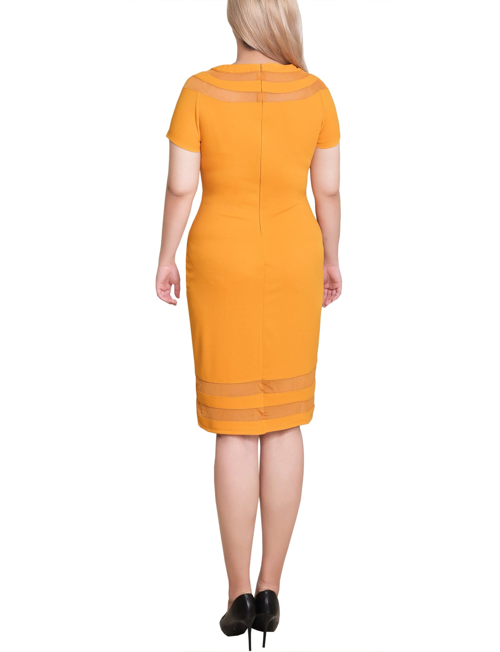 Petite Short Sleeve Dress with Mesh Insets thumbnail 4
