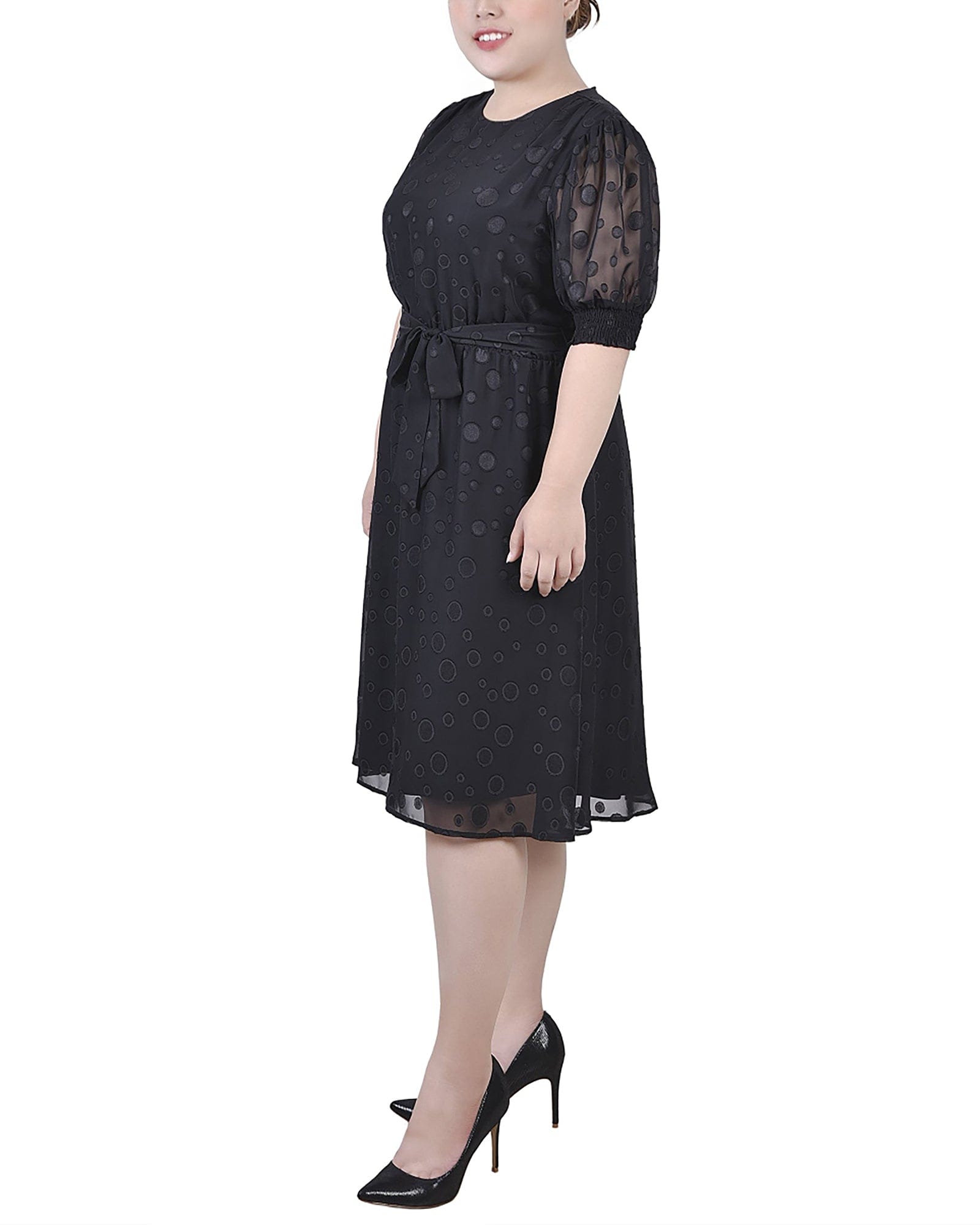 Plus Size Elbow Sleeve Swiss Dot Dress thumbnail 2