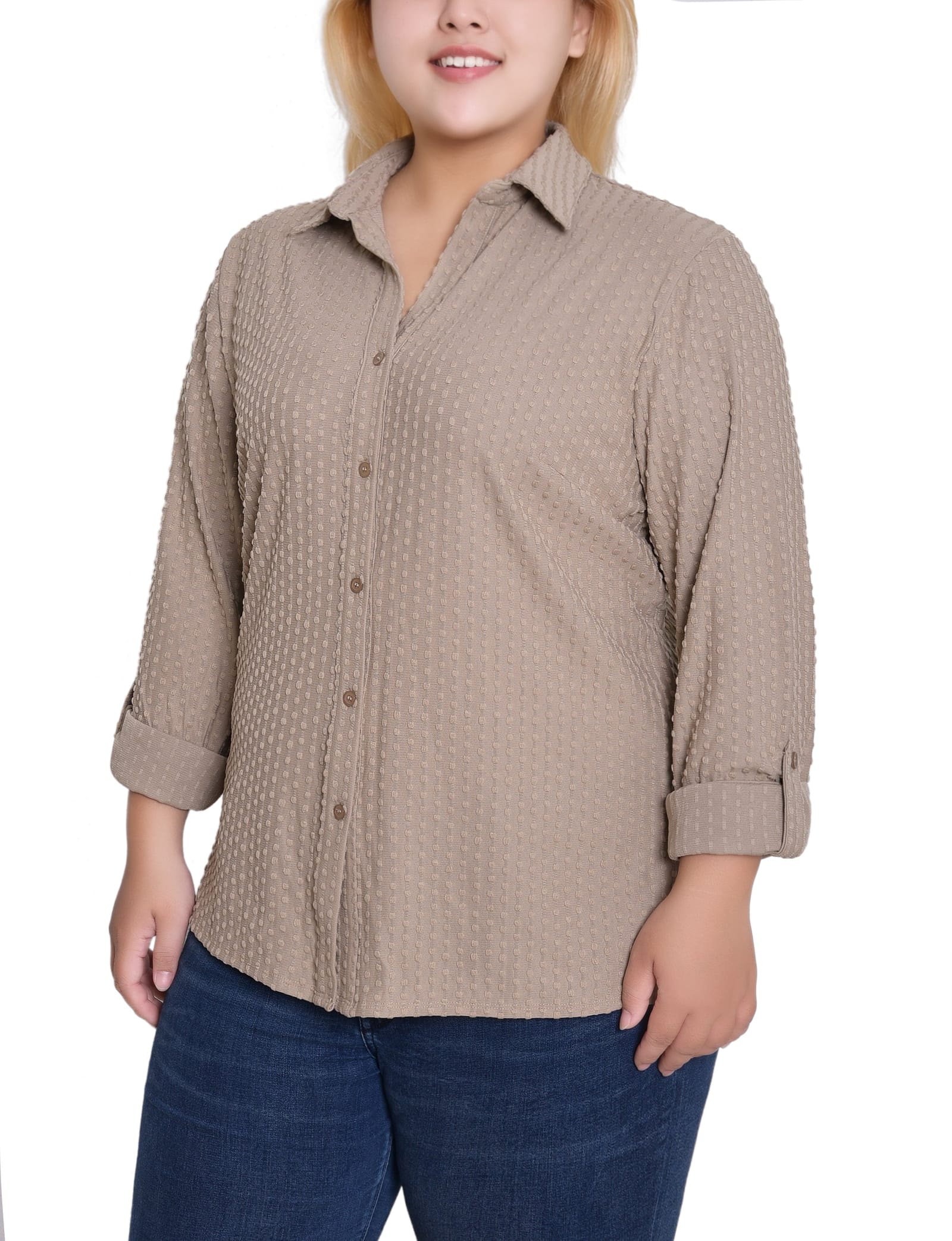Plus Size Long Sleeve Textured Knit Top thumbnail 2
