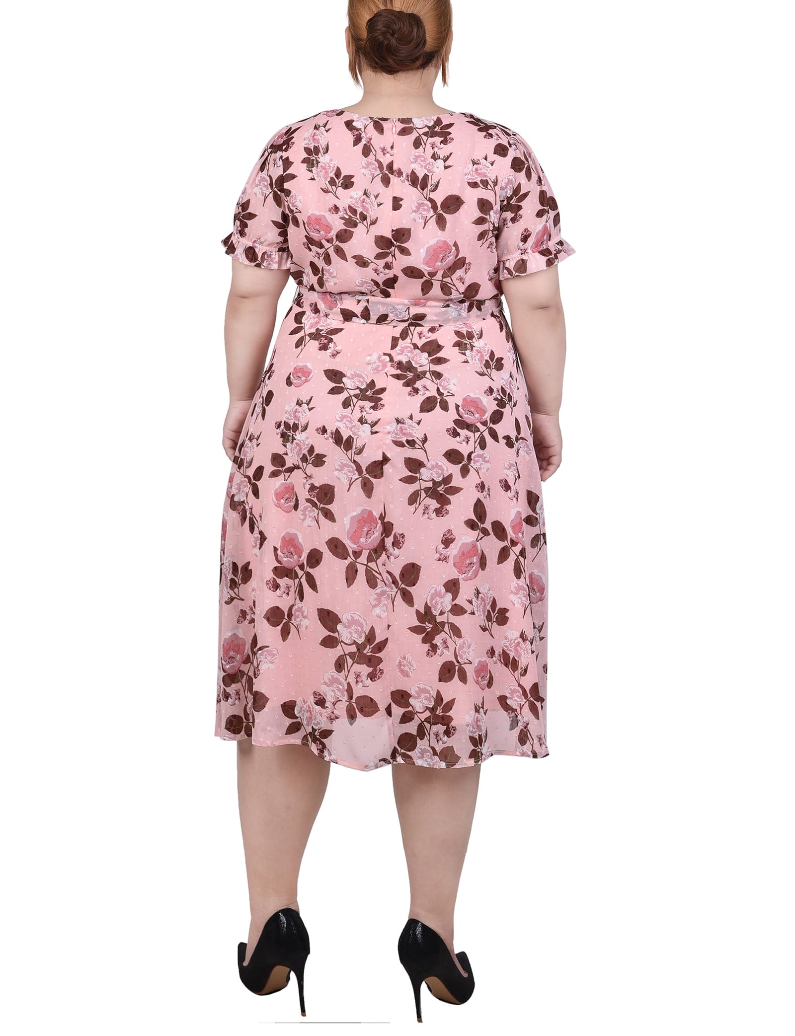 Plus Size Short Sleeve Belted Swiss Dot Dress thumbnail 3