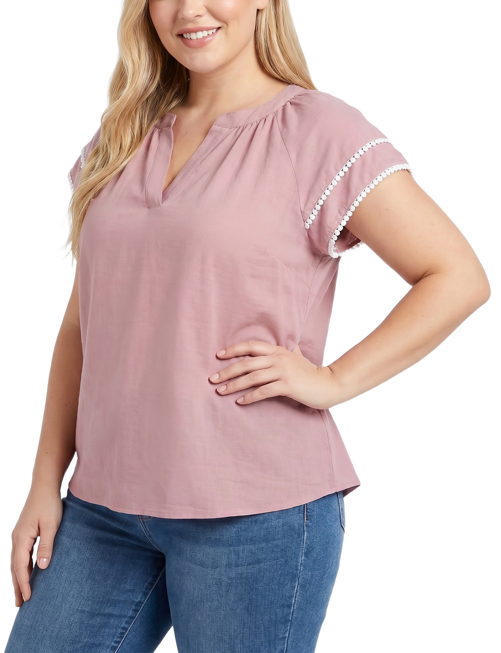 Plus Size Double-Layer V-Neck Blouse thumbnail 2