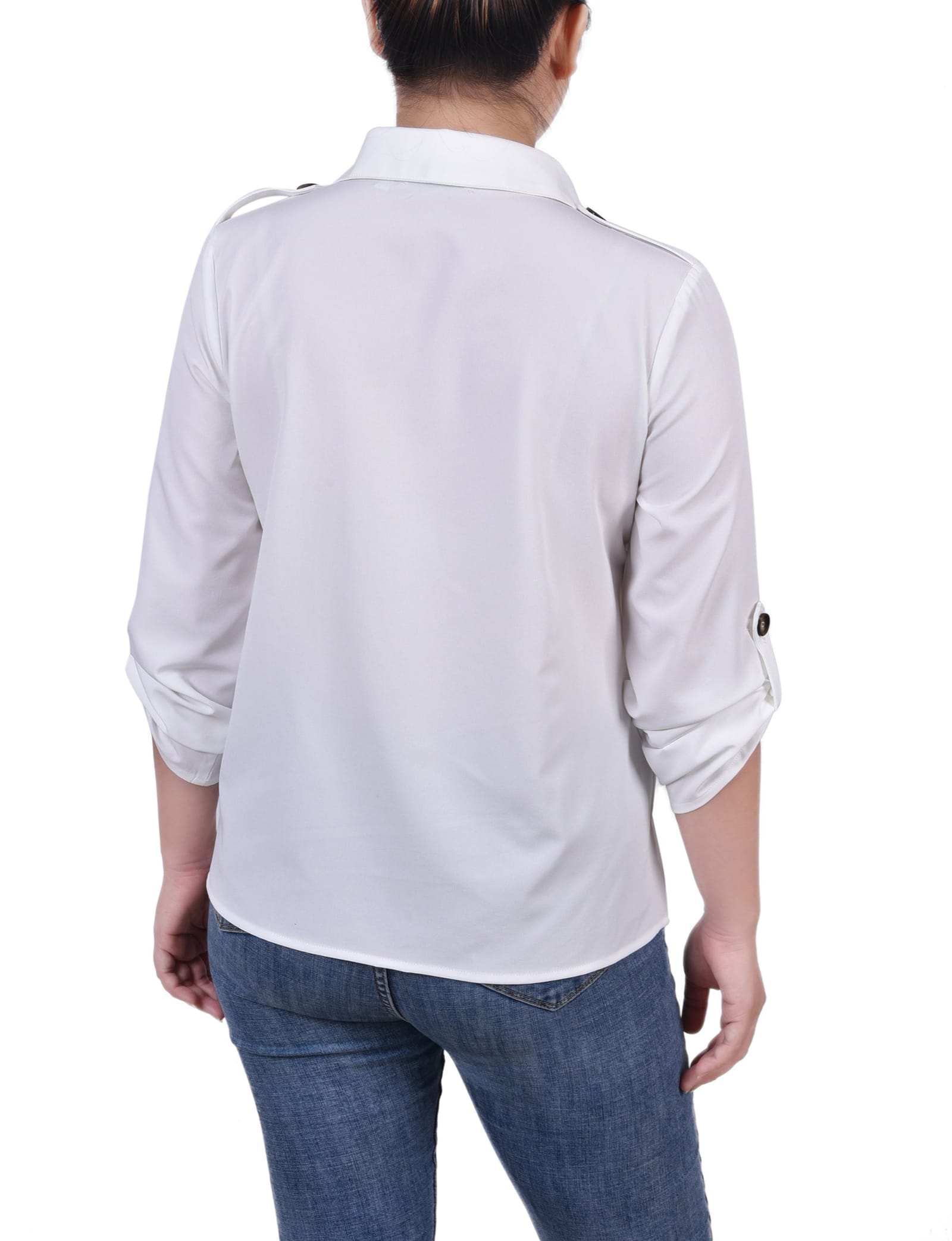 Petite 3/4 Sleeve Roll Tab Blouse thumbnail 6