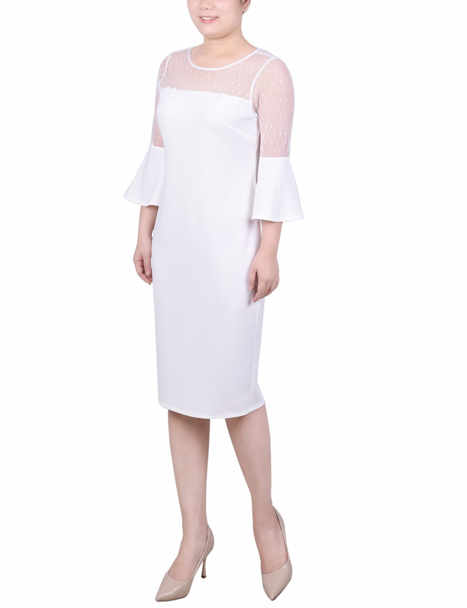 Petite Illusion Neck Scuba Dress thumbnail 2