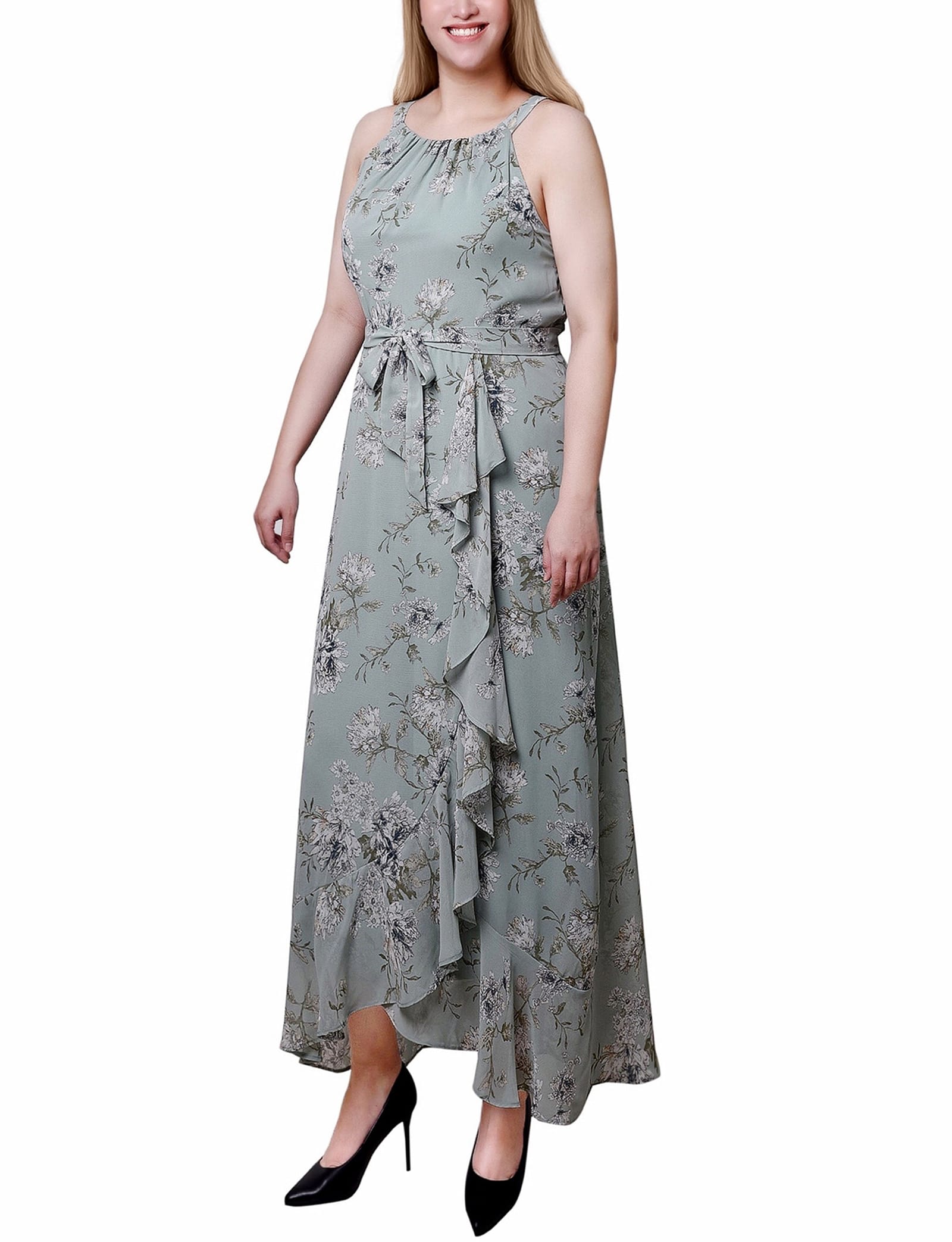 Petite Halter Front Chiffon Maxi Dress thumbnail 2