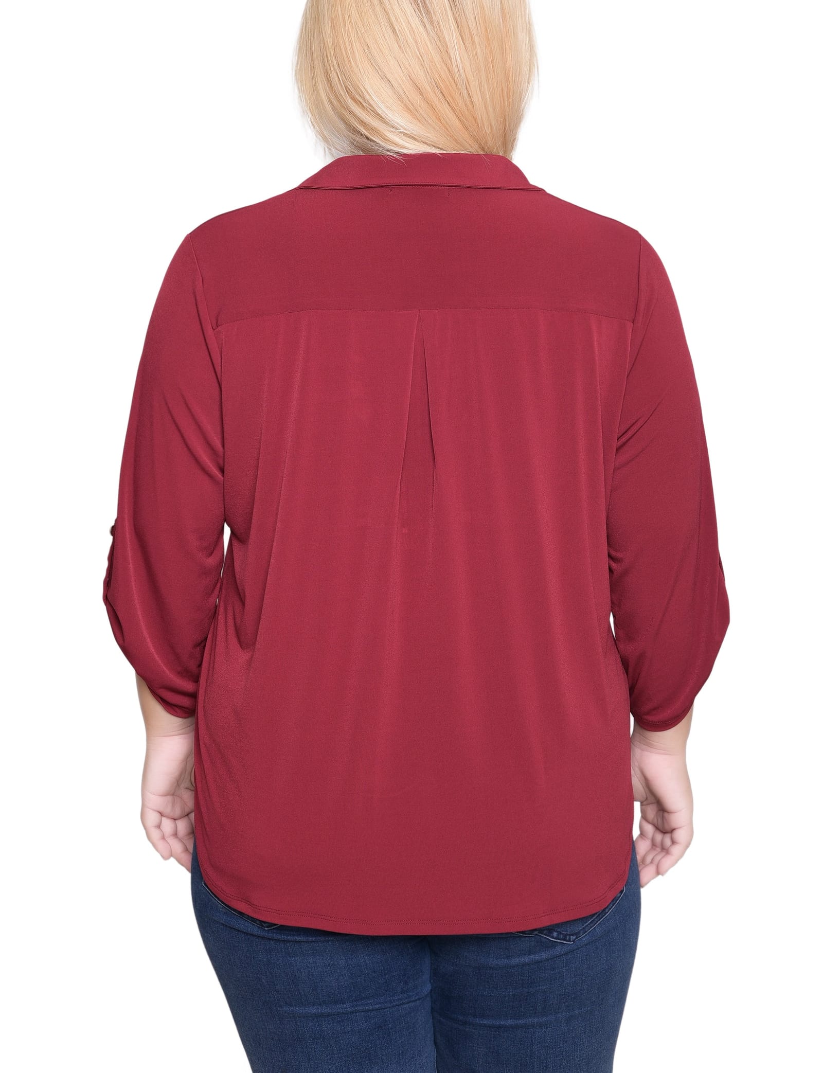 Plus Size 3/4 Roll Tab Zip Front Top thumbnail 2