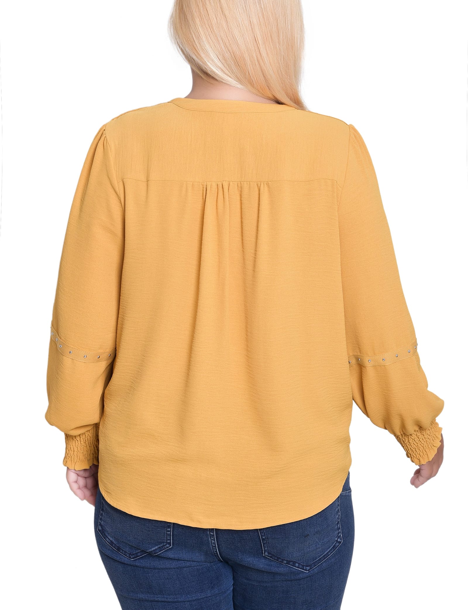 Plus Size Long Sleeve Studded Blouse thumbnail 3