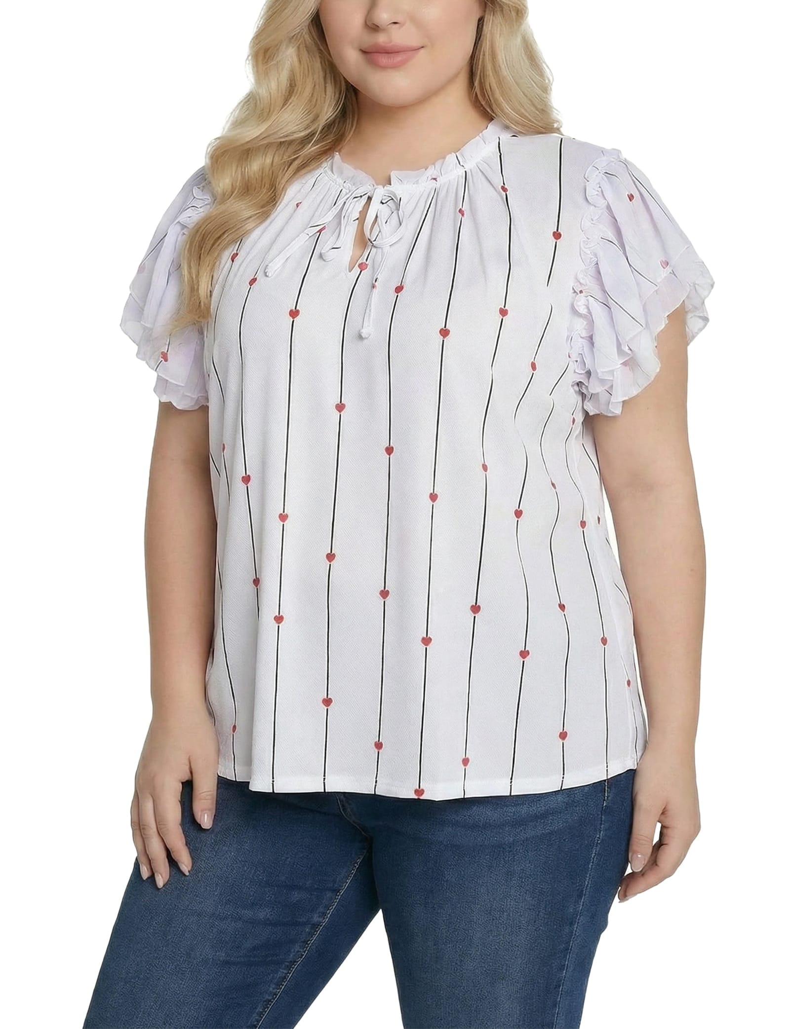 Plus Size Double Flutter Sleeve Blouse thumbnail 2