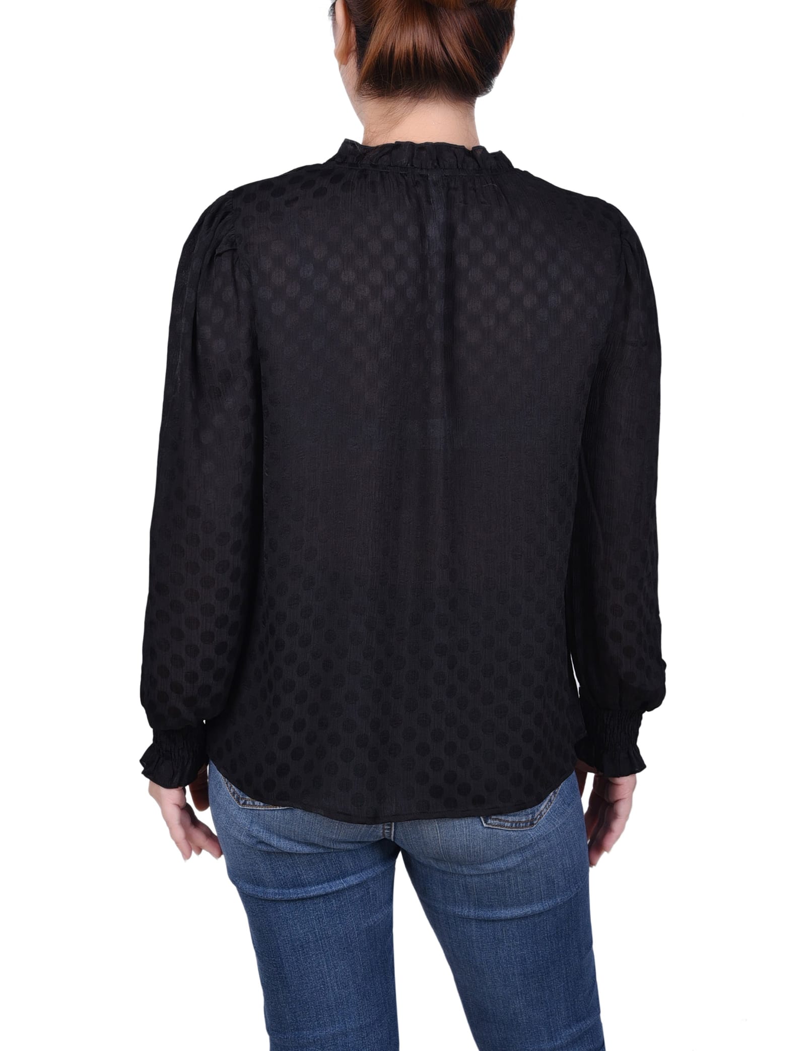 Long Sleeve Smocked Cuff Blouse thumbnail 3