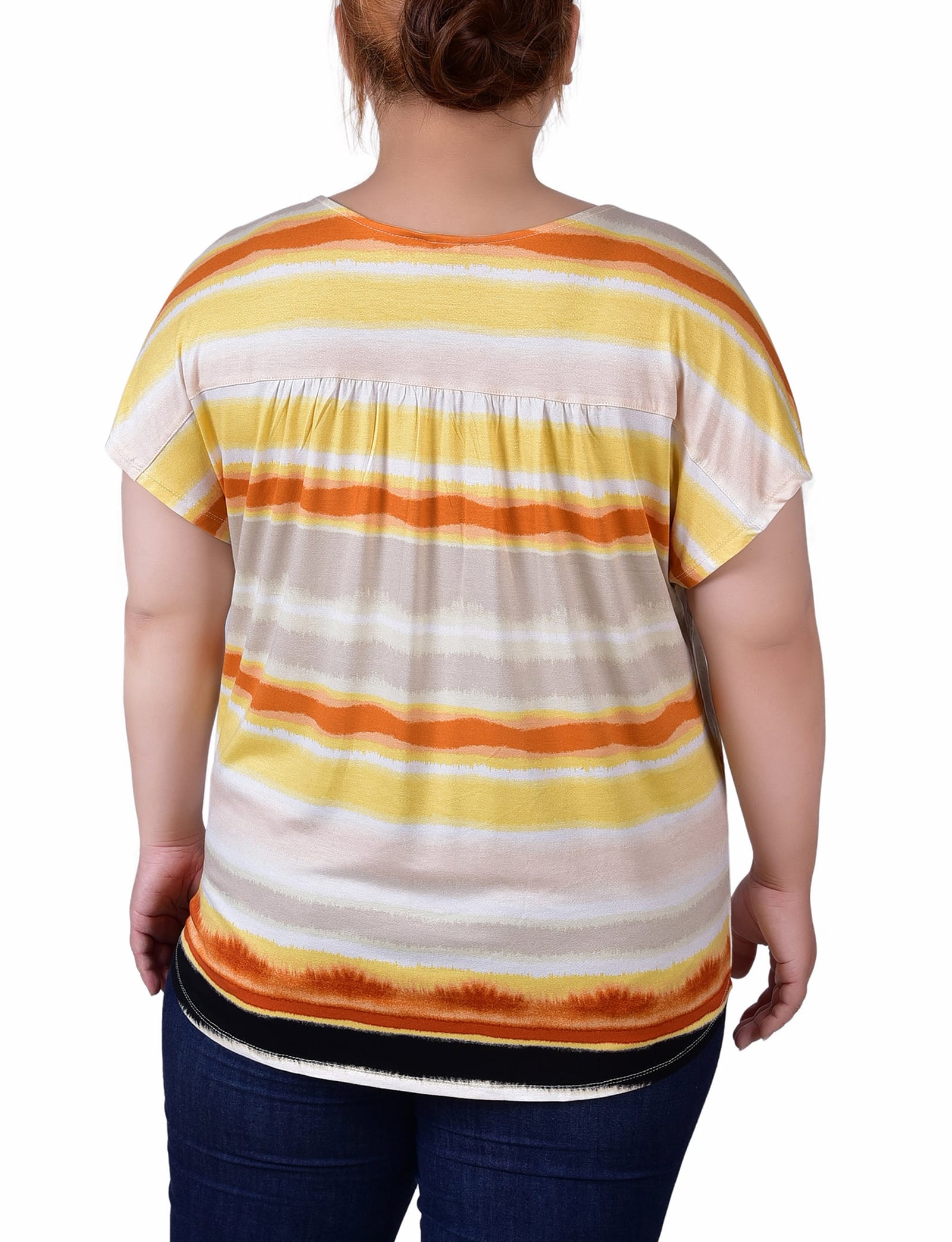 Plus Size Short Sleeve Striped V-Neck Top thumbnail 3
