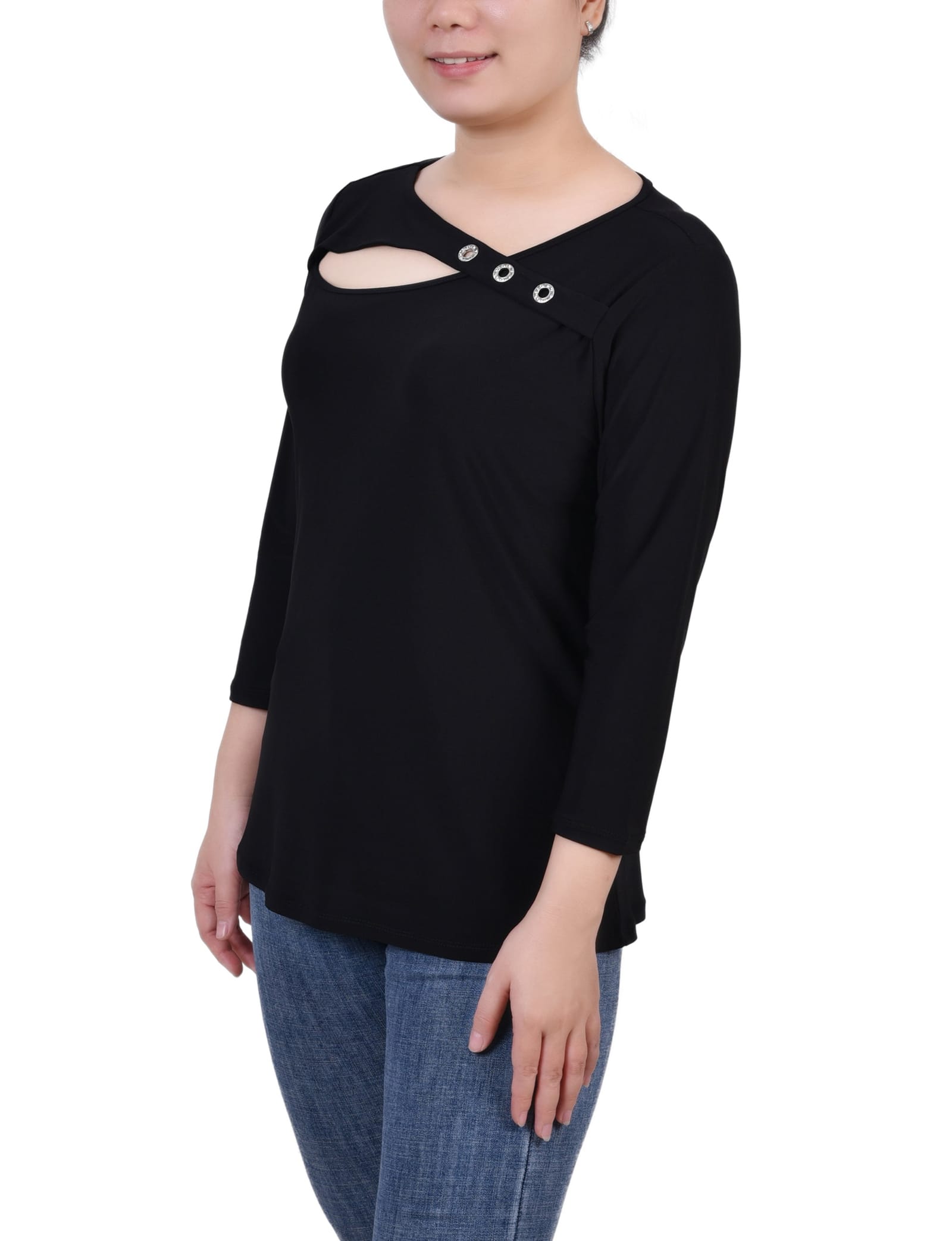 Petite 3/4 Sleeve Cutout Top thumbnail 2