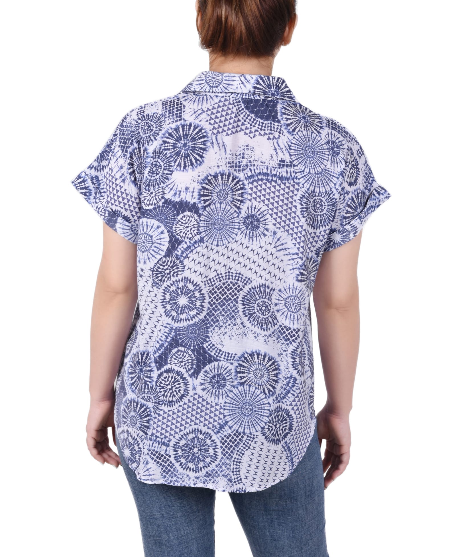 Short Rolled Sleeve Button Front Blouse thumbnail 3