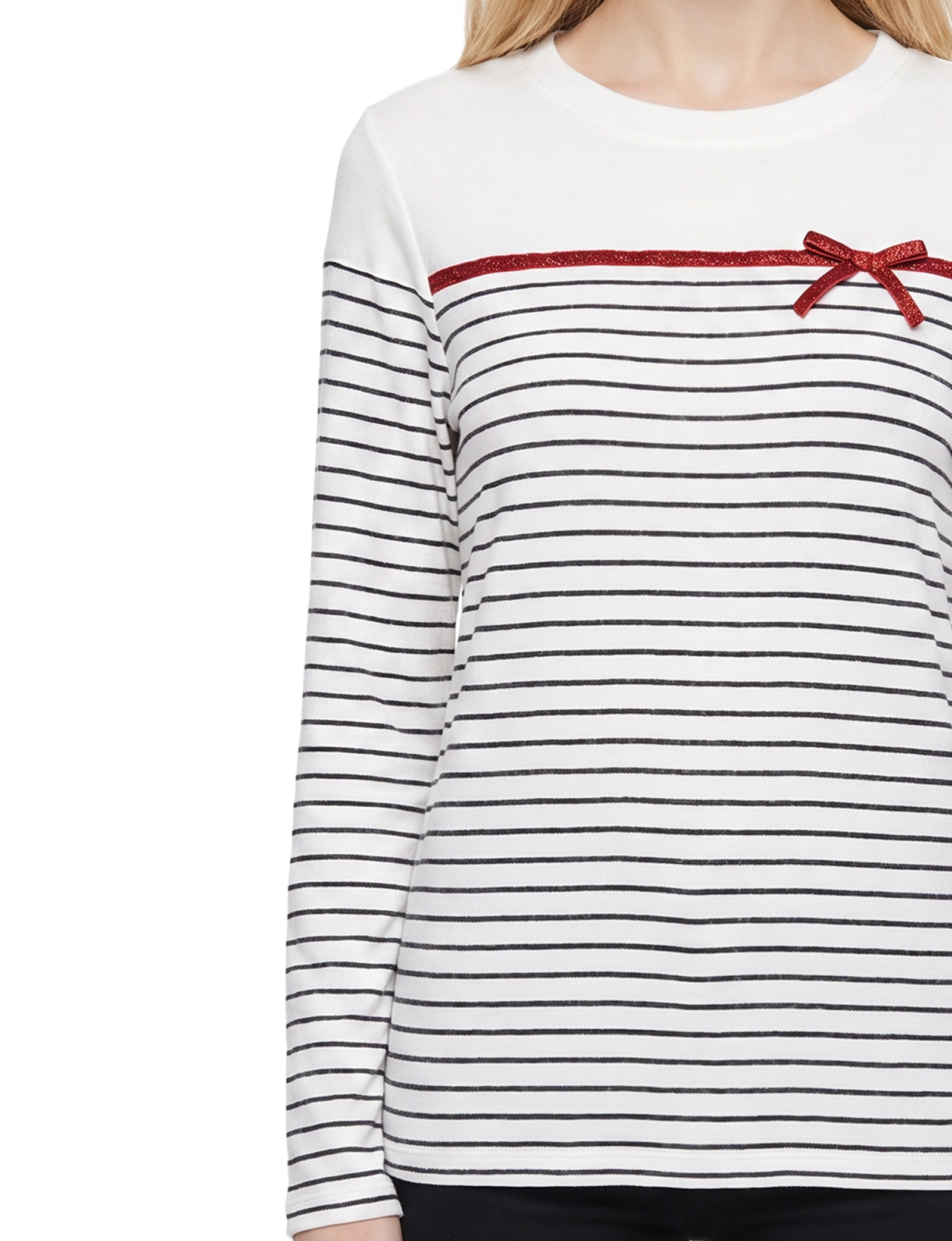 Petite Long Sleeve Ribbon Design Pullover Top thumbnail 3