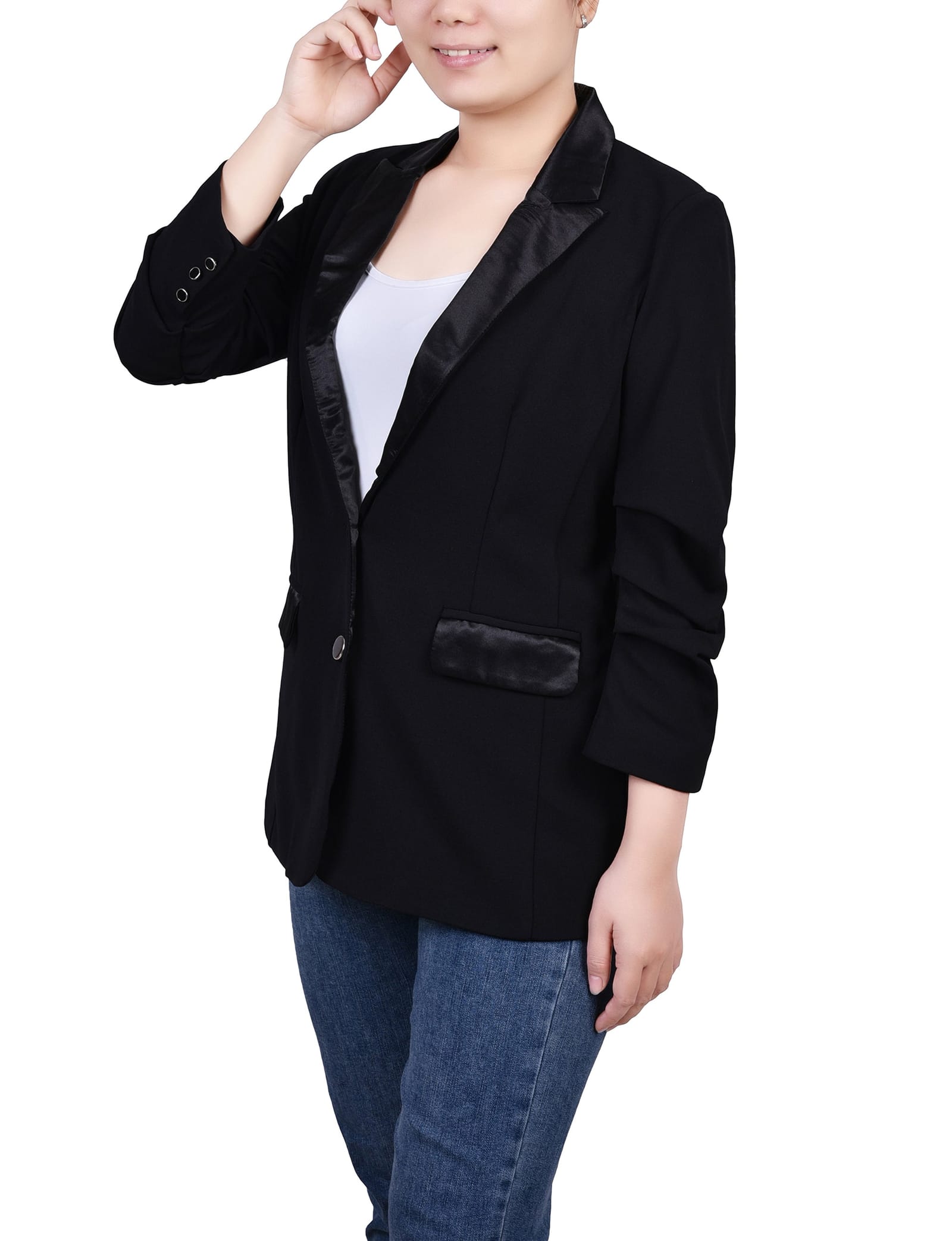 Long Sleeve Satin Lapel Jacket thumbnail 2