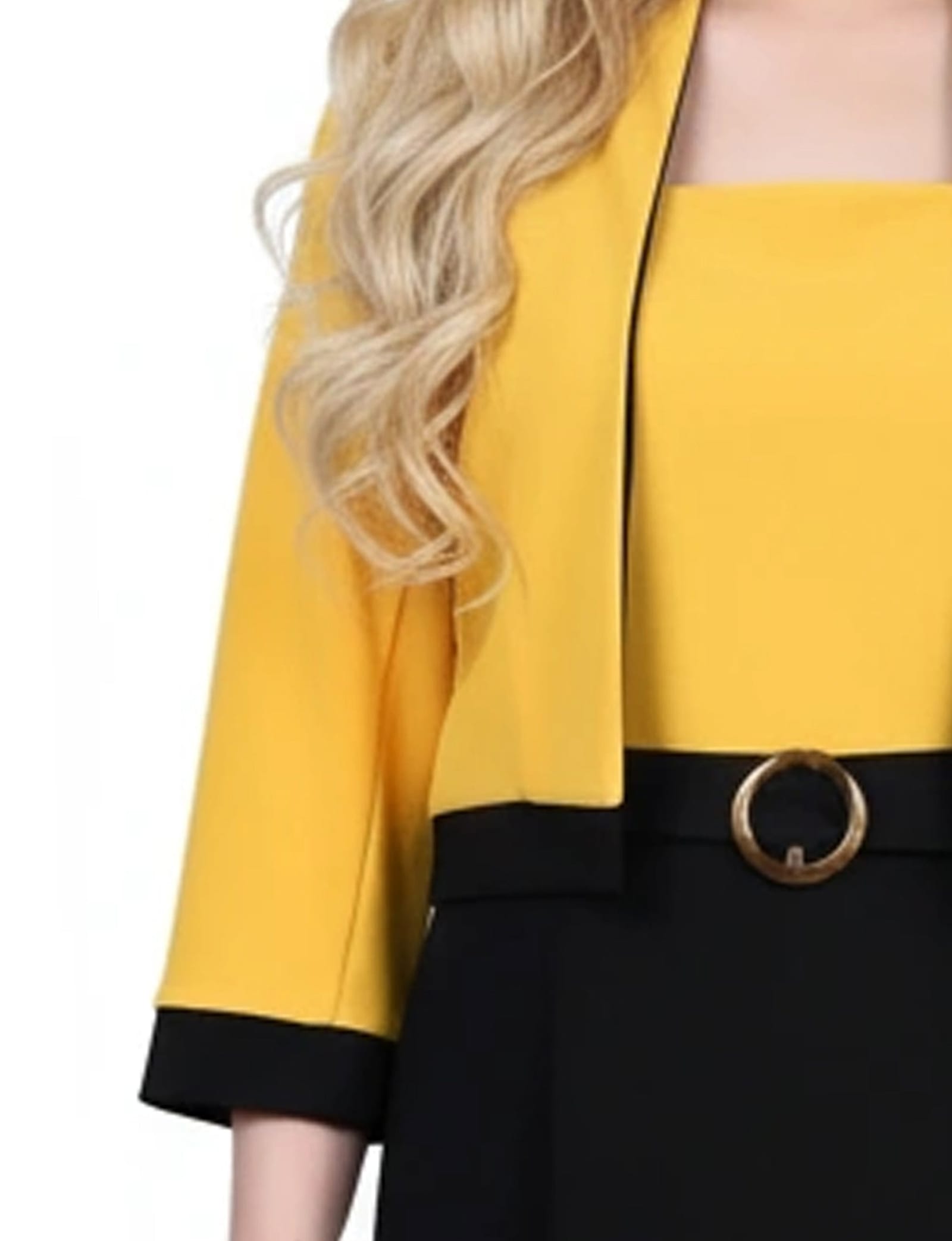 Petite 3/4 Sleeve 2 Piece Colorblocked Dress Set thumbnail 4