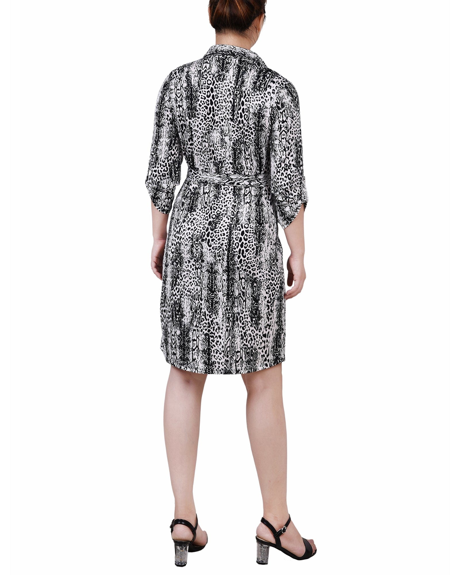 Petite 3/4 Roll Tab Sleeve Collared Dress thumbnail 3