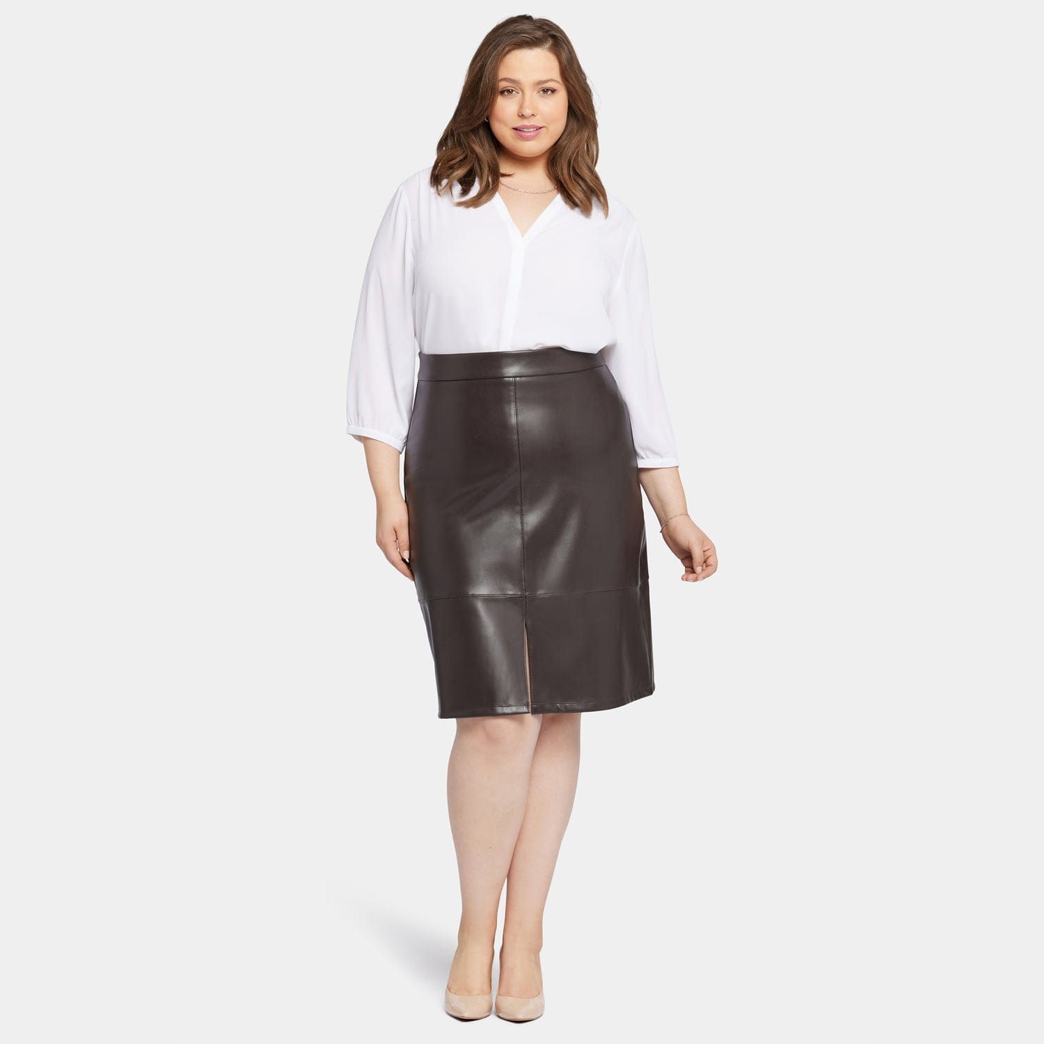 Faux Leather a-Line Skirt in Plus Size thumbnail 7
