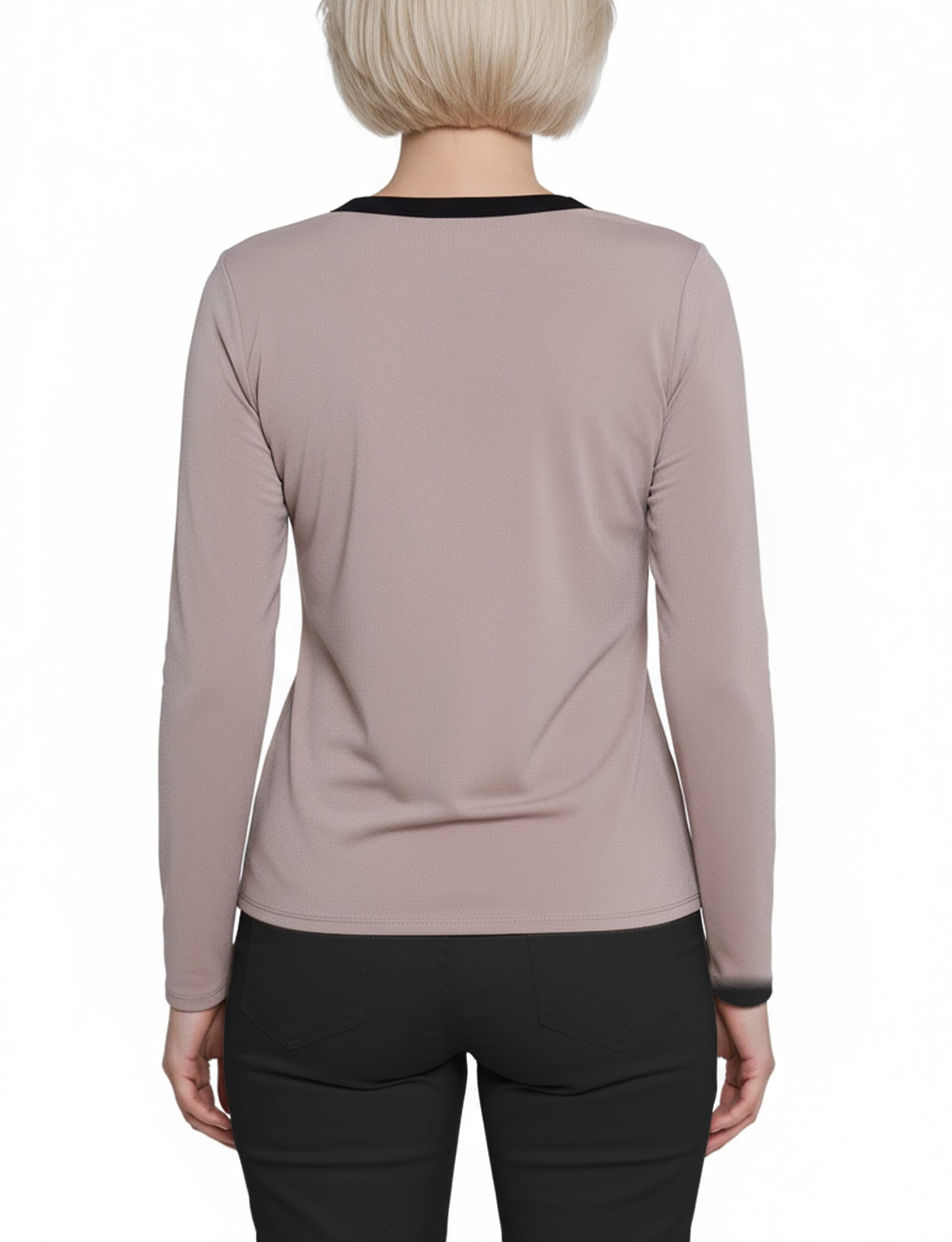 Petite Long Sleeve Contrast Detail Top thumbnail 4
