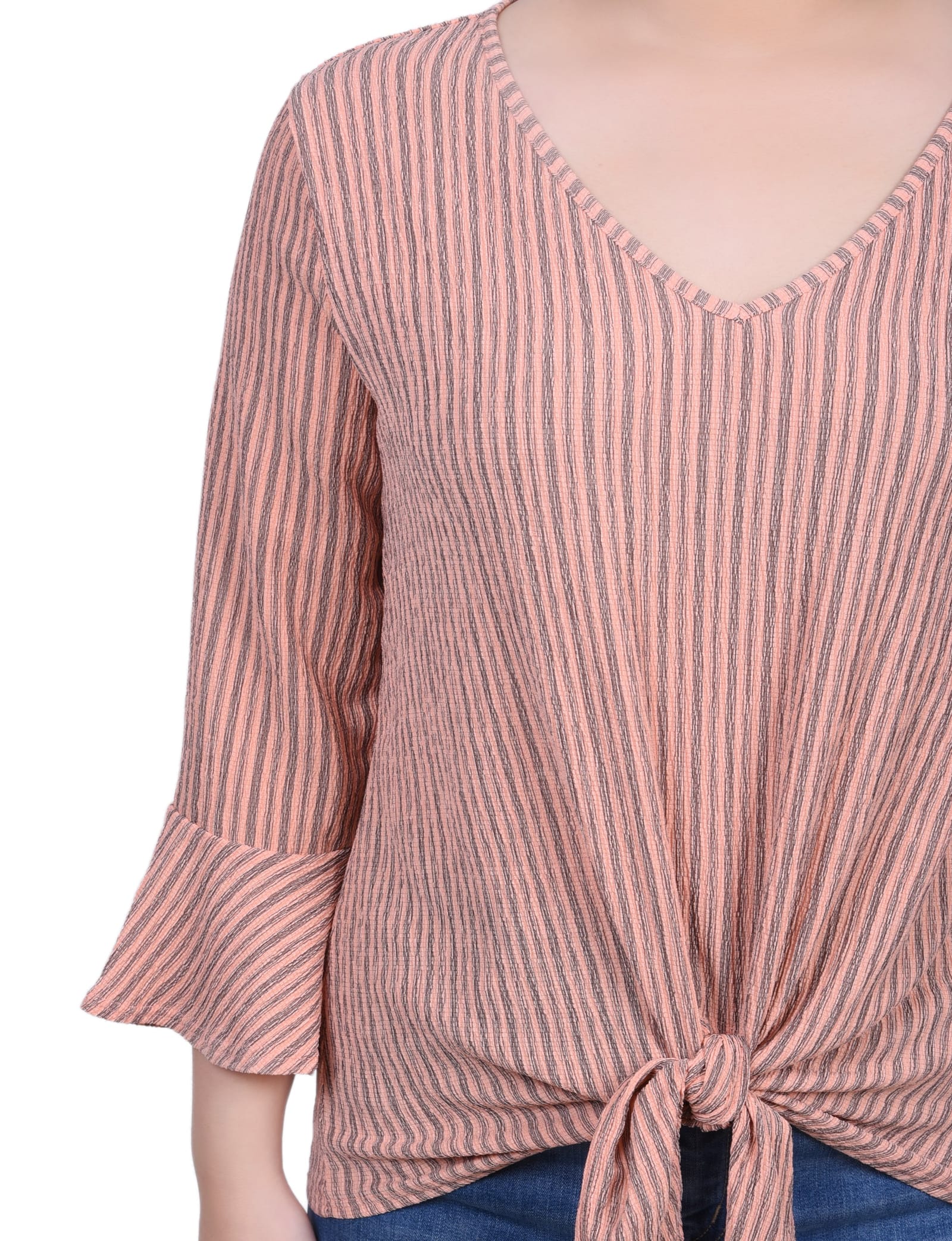 Petite 3/4 Bell Sleeve Textured Knit Top thumbnail 3