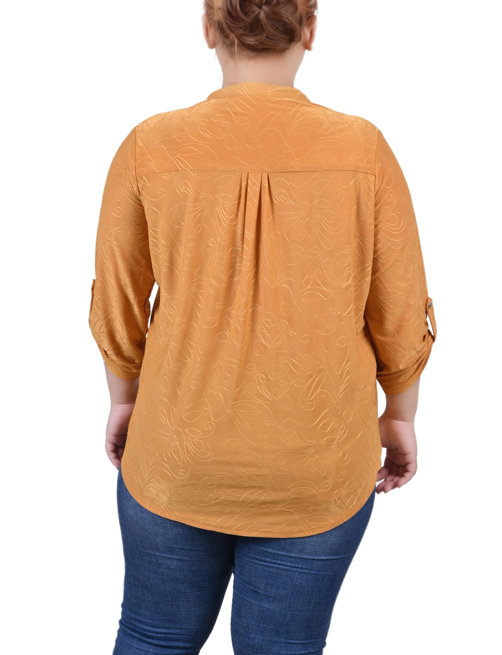 Plus Size 3/4 Roll Tab Pullover Top thumbnail 3