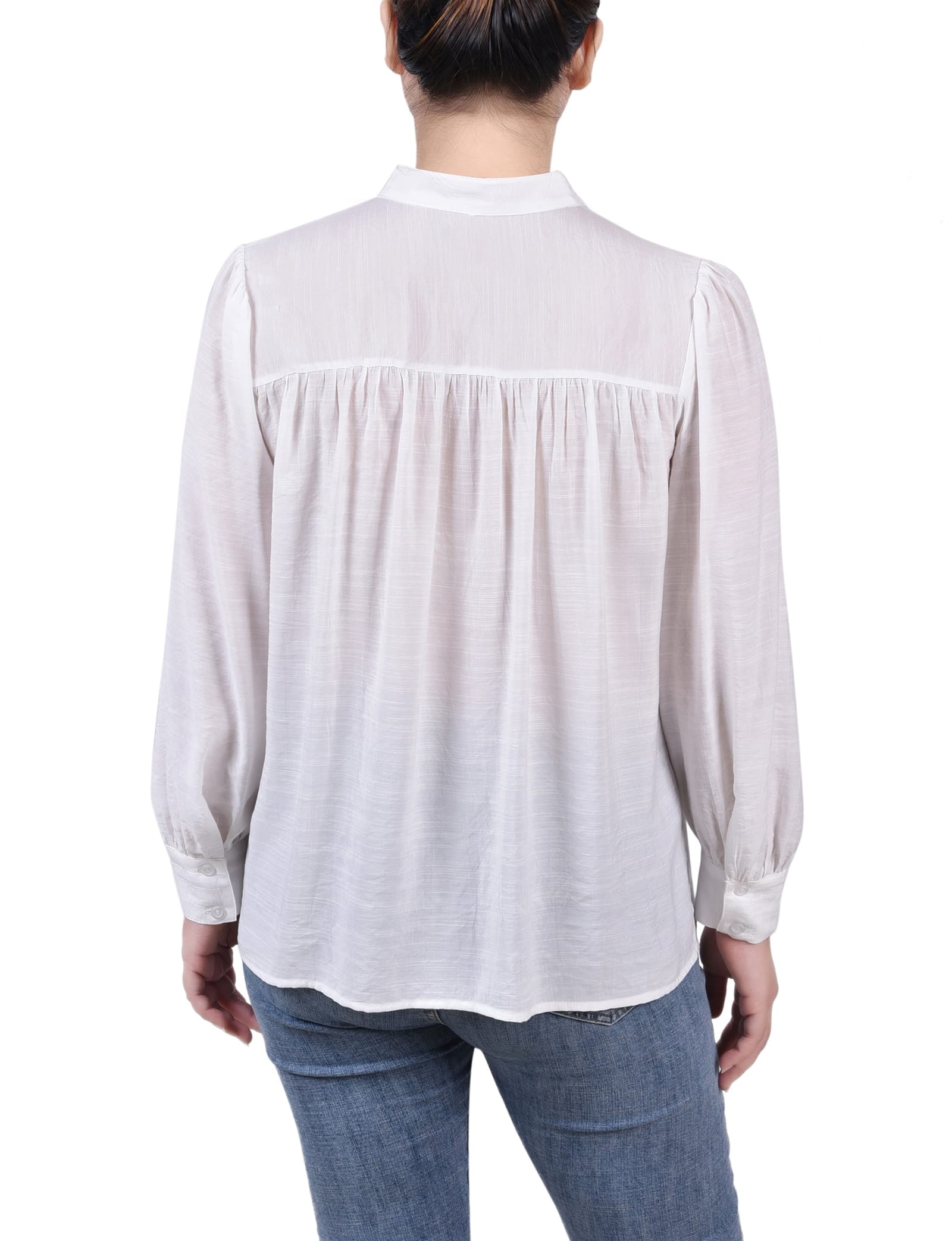 Petite Long Sleeve Crochet Blouse thumbnail 3
