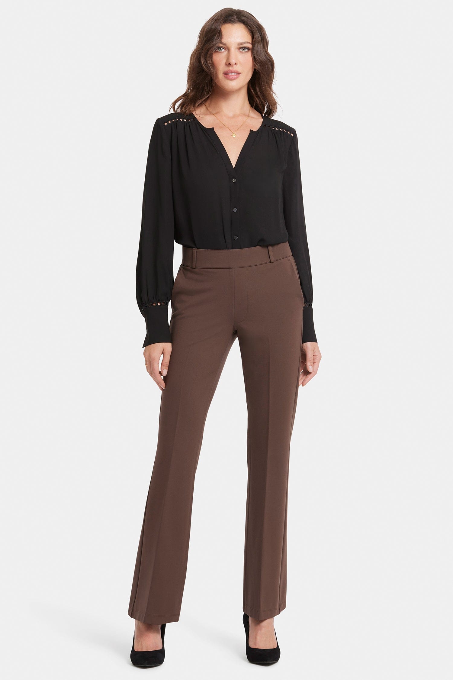 Pull-on Flared Trouser Pants in Petite thumbnail 4