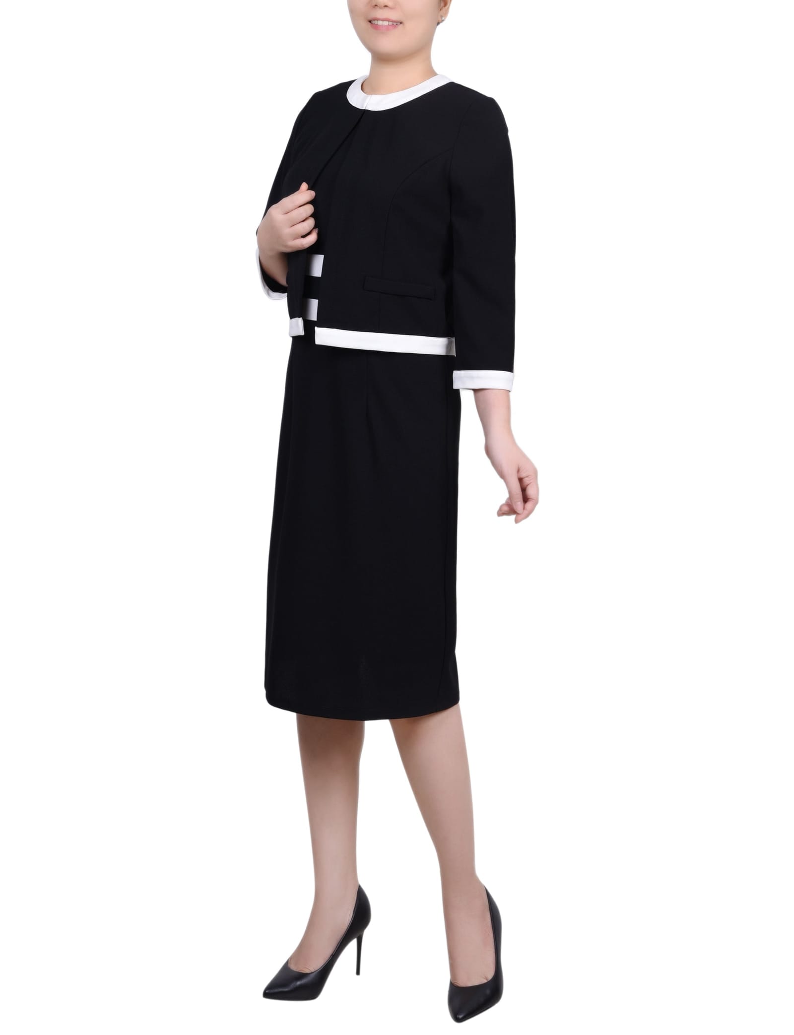 Elbow Sleeve Colorblocked 2 Piece Dress Set thumbnail 2