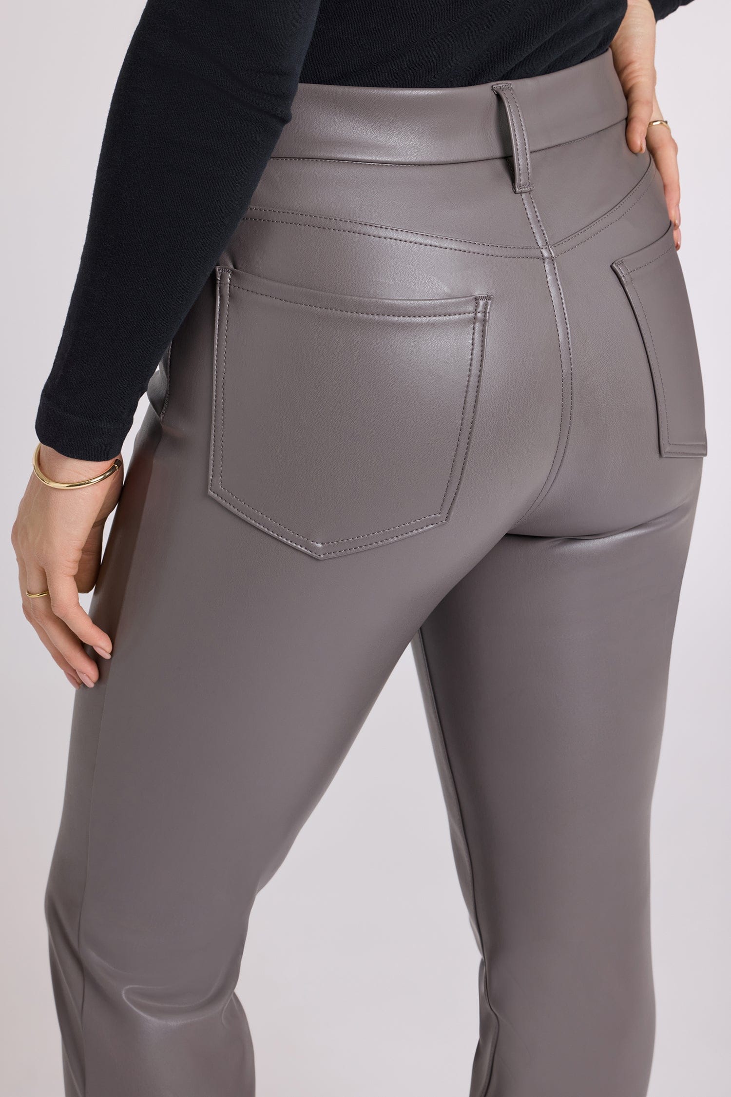 Faux Leather Marilyn Straight Pants in Petite thumbnail 5