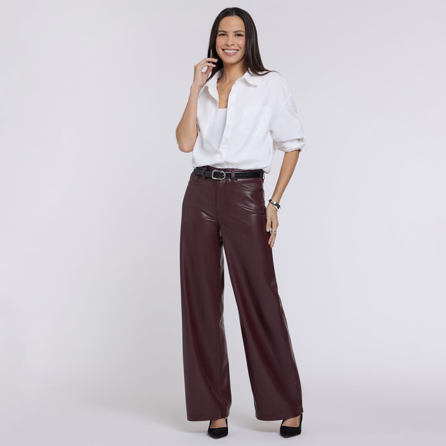 Vegan Stretch Leather Teresa Wide Leg Pants thumbnail 8