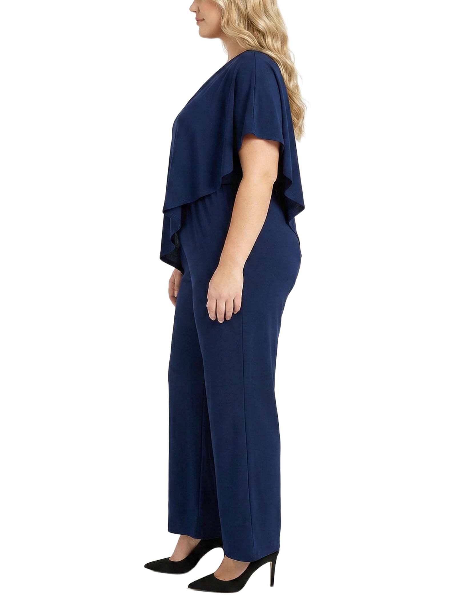 Plus Size Cape-Top Knit Jumpsuit thumbnail 2