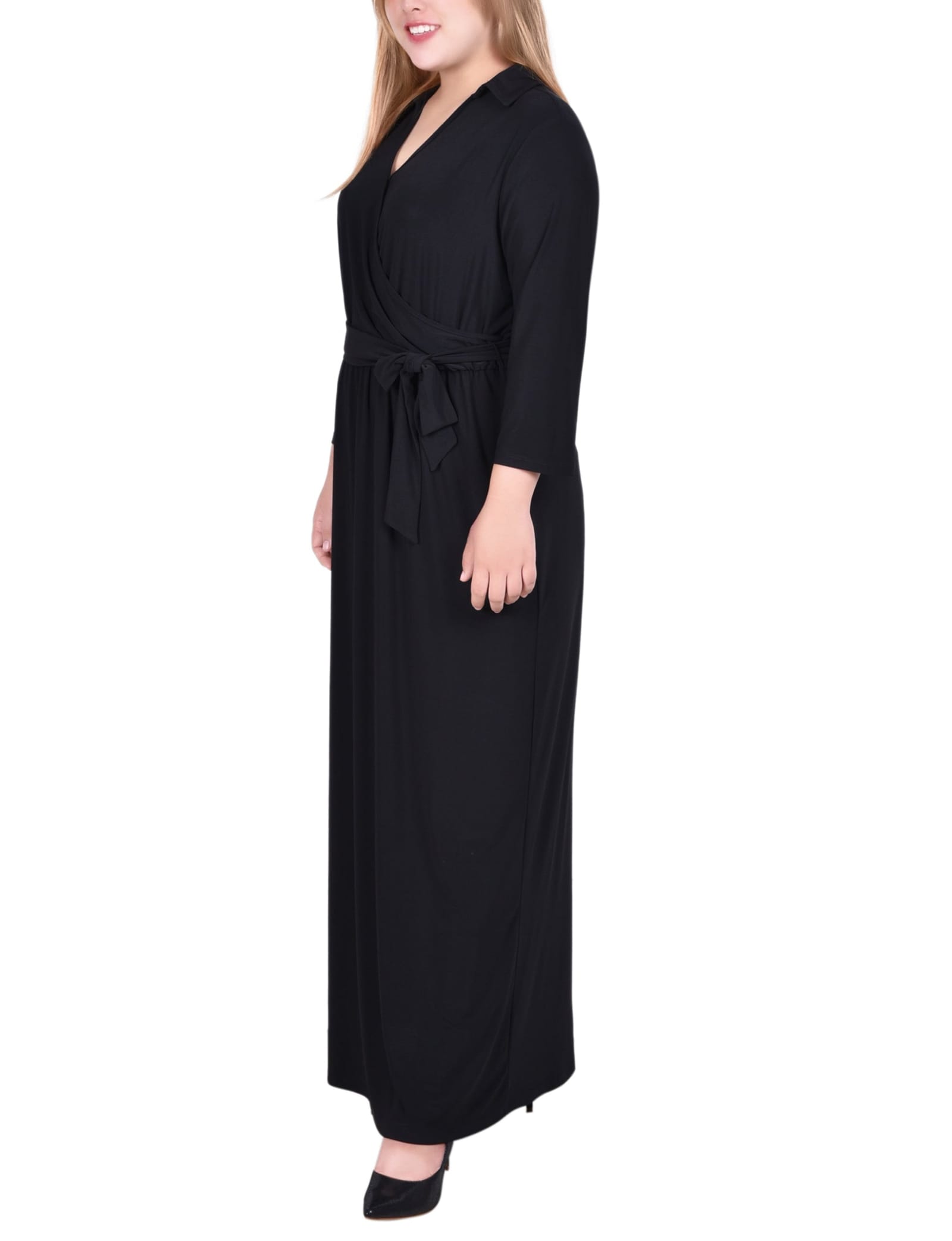 Plus Size 3/4 Sleeve Belted Maxi Dress thumbnail 2