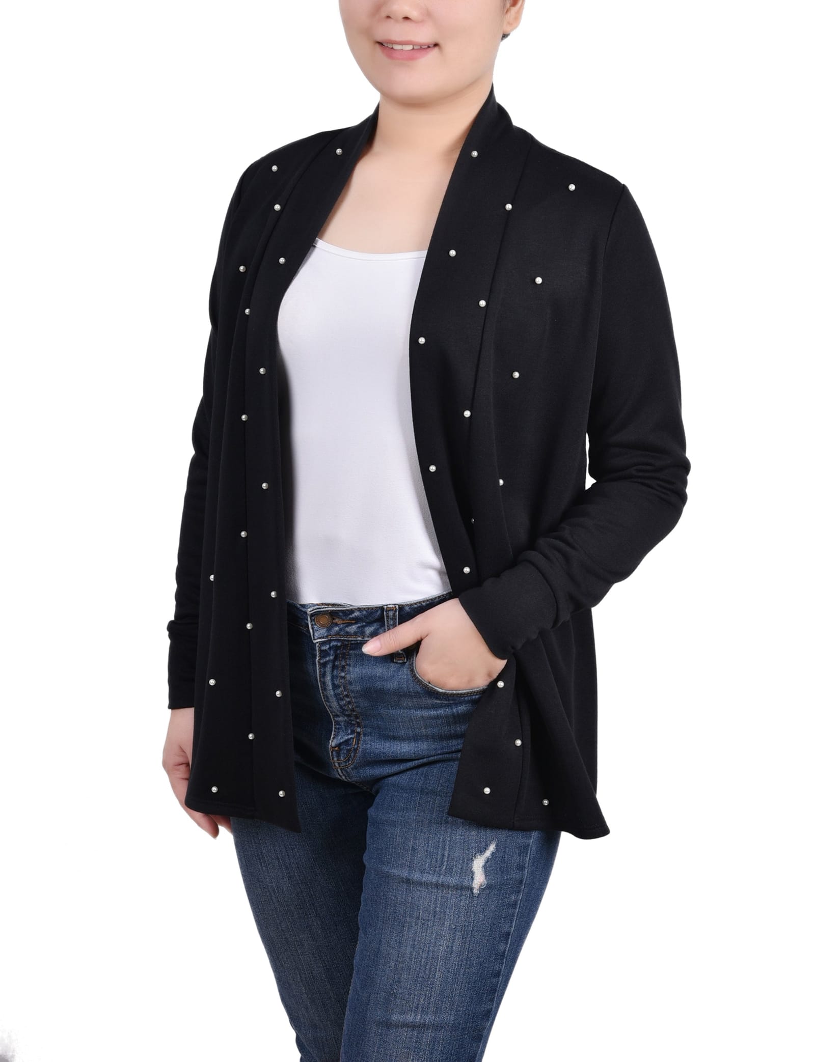 Long Sleeve Pearl Detail Cardigan thumbnail 3