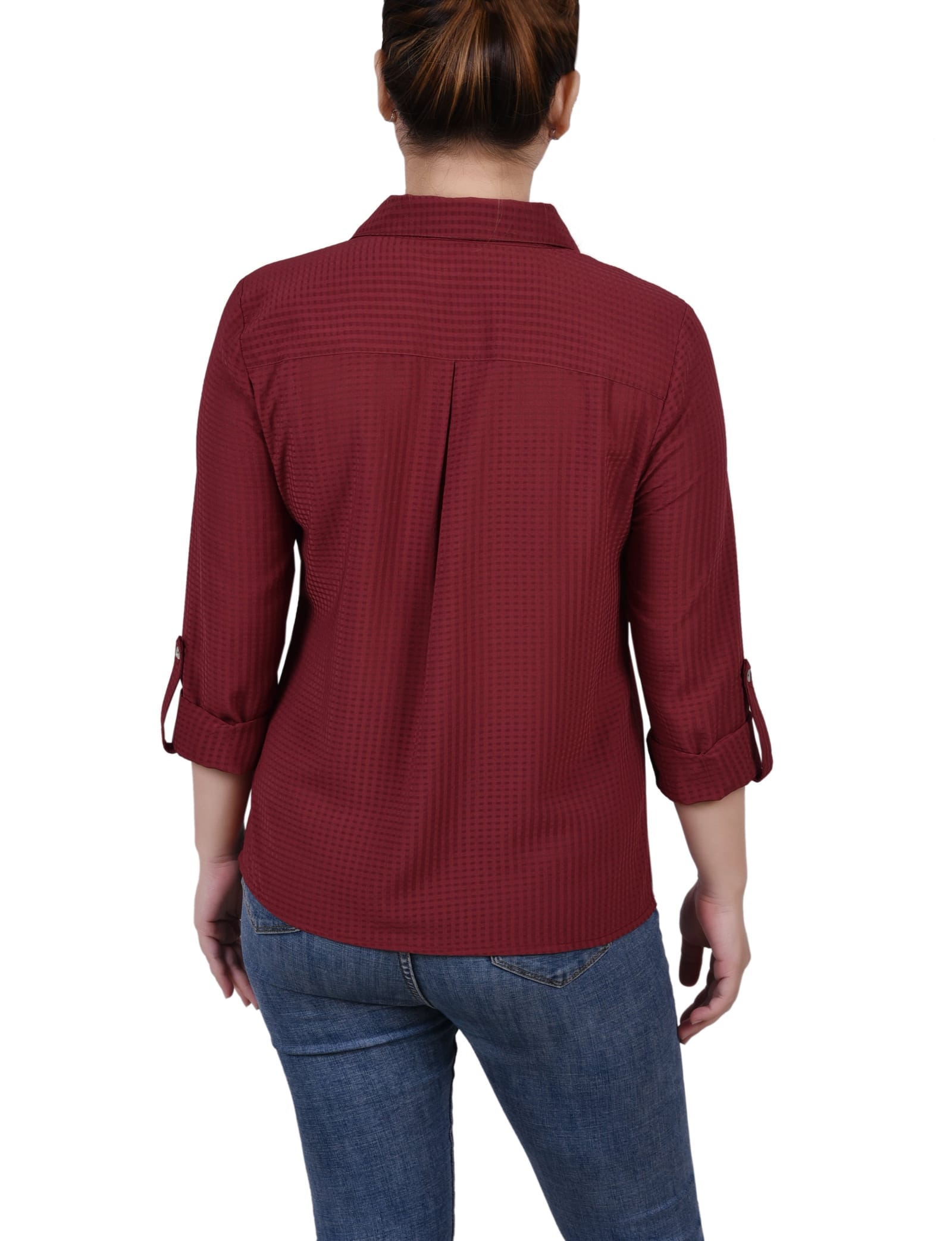3/4 Sleeve Windowpane Blouse thumbnail 3