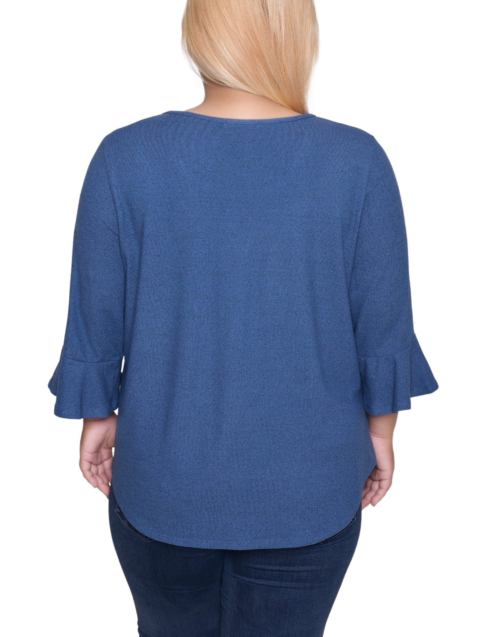 Plus Size 3/4 Bell Sleeve Top with Hardware thumbnail 2