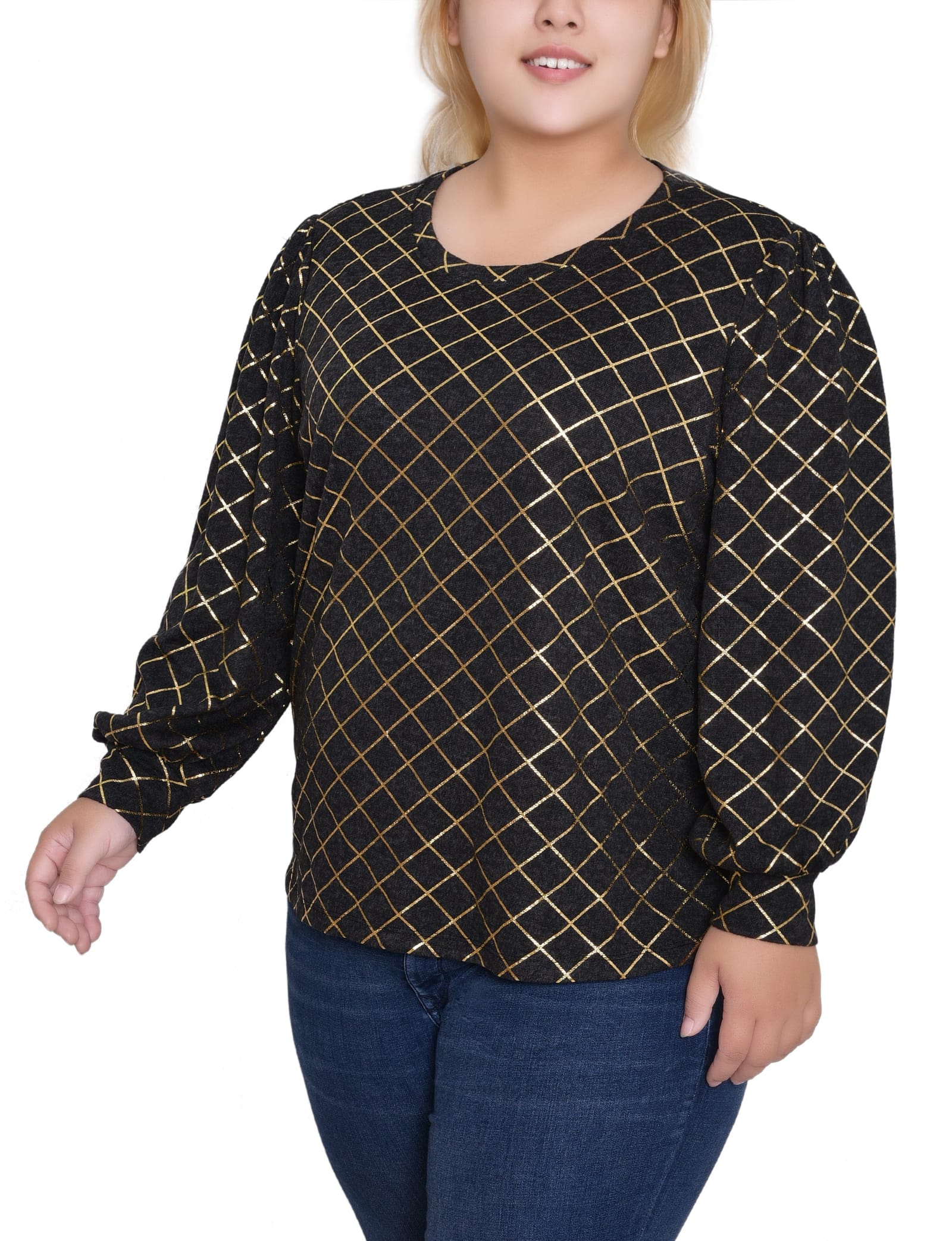 Plus Size Bishop Sleeve Pullover Top thumbnail 3