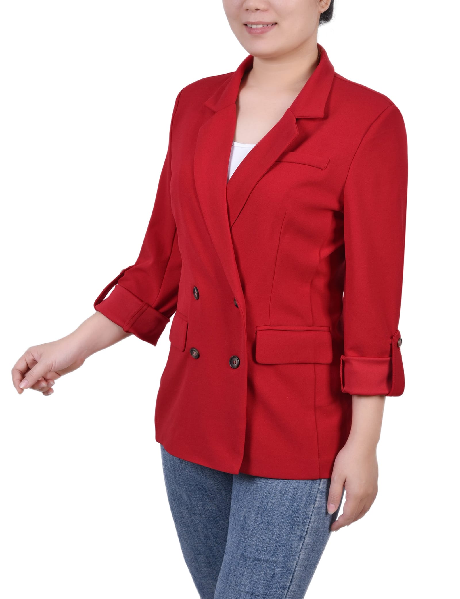 Petite Long Sleeve Double Breasted Crepe Jacket thumbnail 2