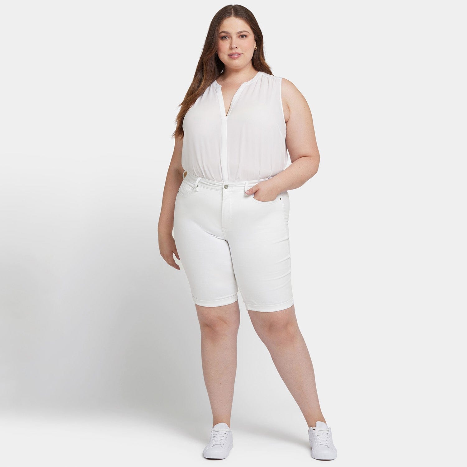 Briella 11 Inch Denim Shorts in Plus Size thumbnail 5