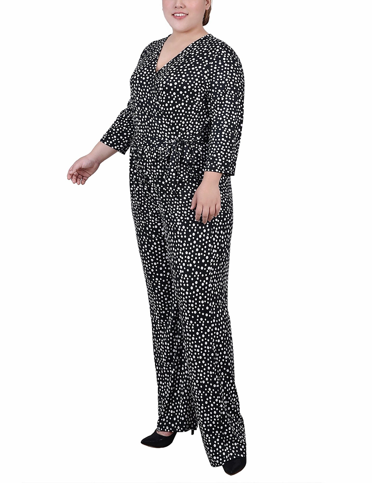 Plus Size 3/4 Sleeve Belted Jumpsuit thumbnail 5
