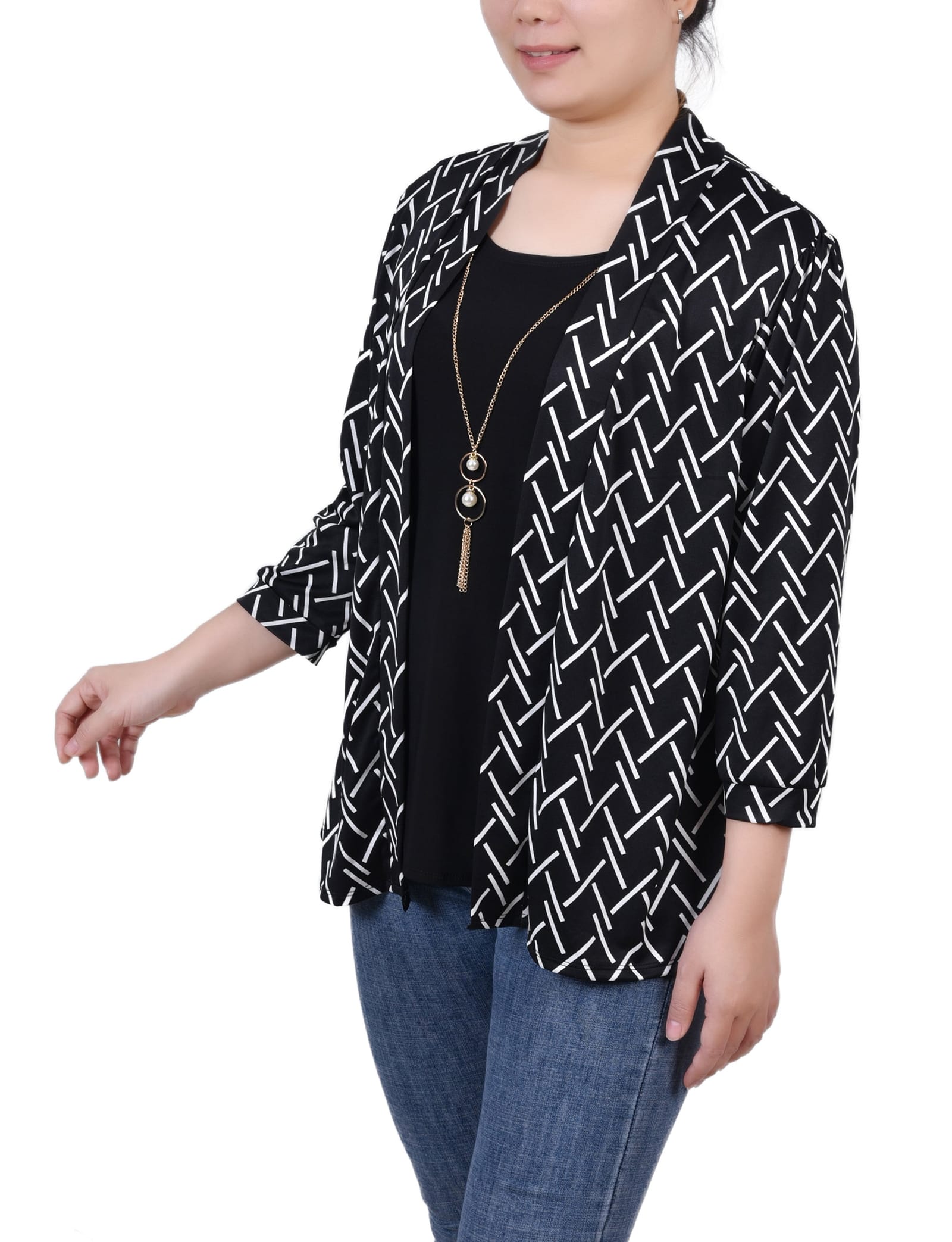 3/4 Sleeve Two-Fer Top thumbnail 2