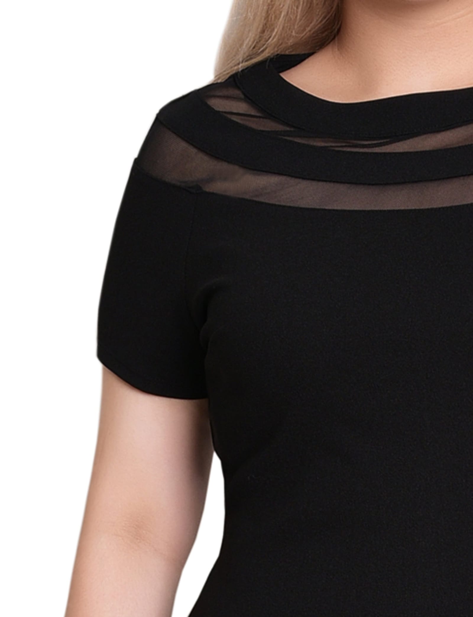 Petite Short Sleeve Dress with Mesh Insets thumbnail 3